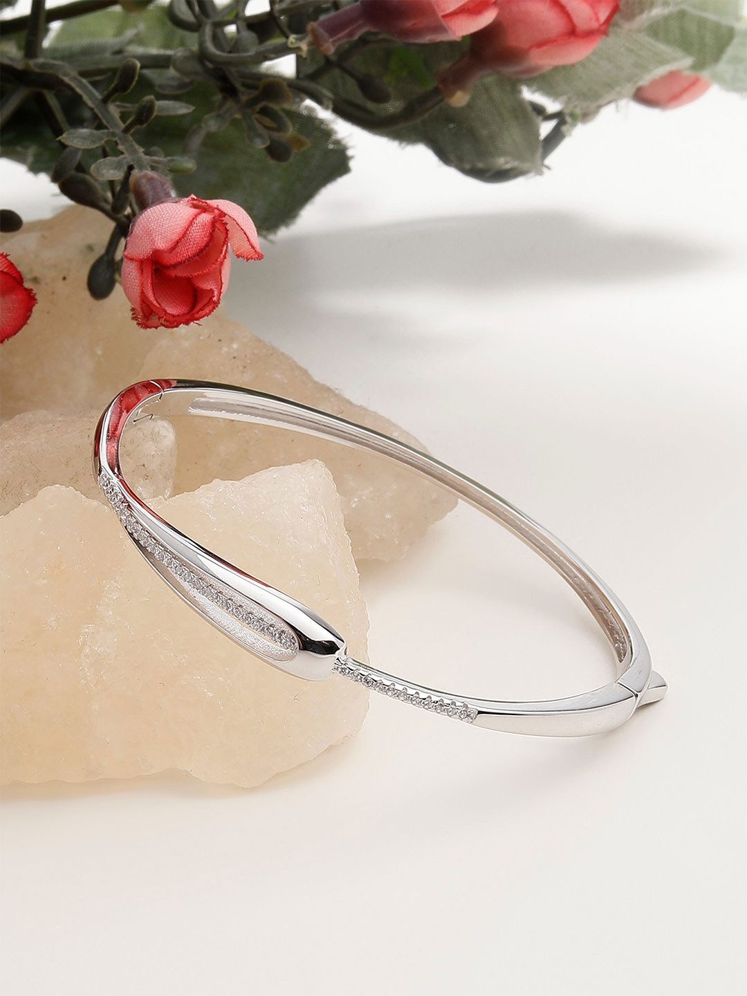 DIAVO The Avani Sterling Silver Cubic Zirconia Cuff Bracelet