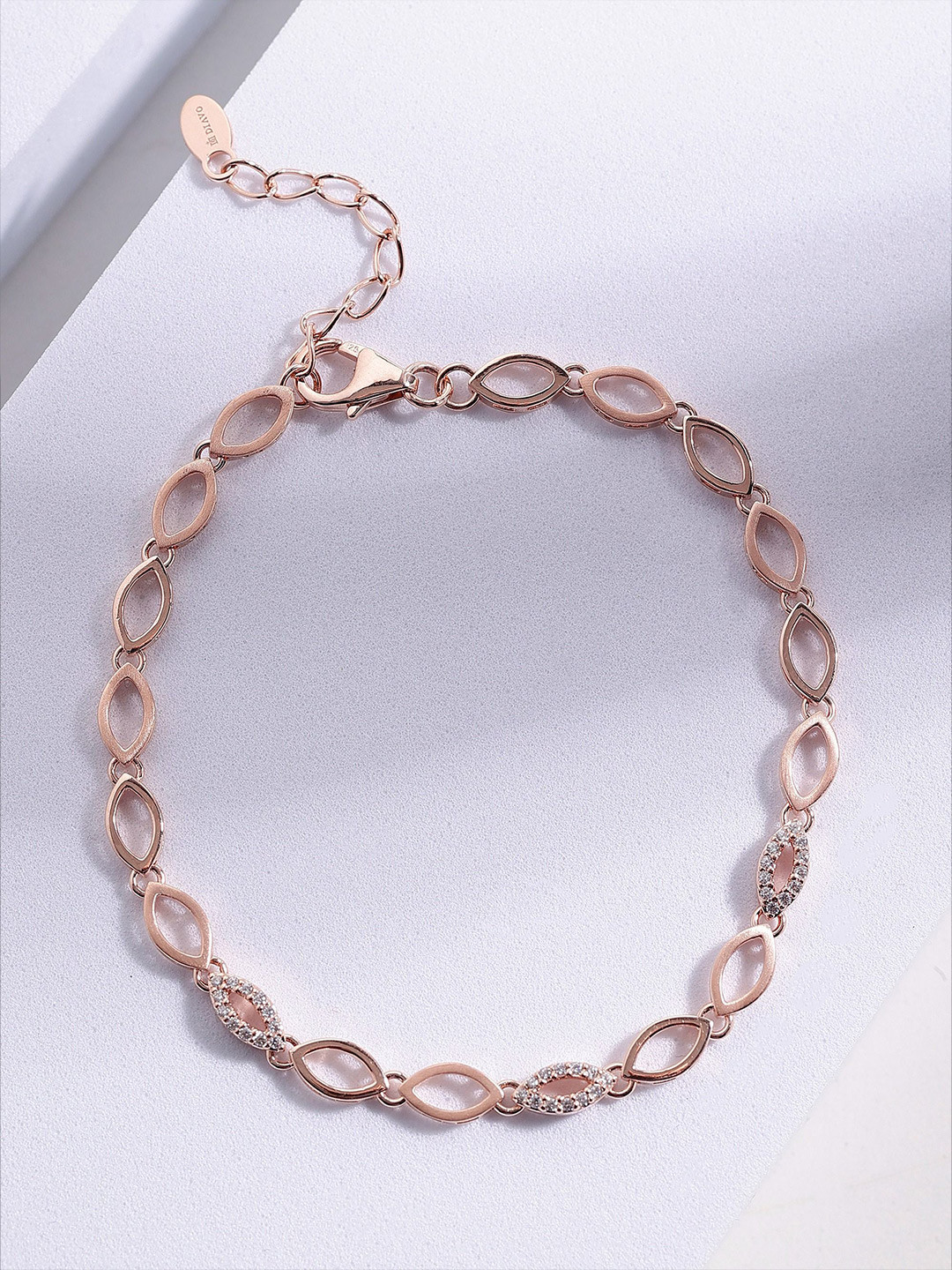 DIAVO Aurora Blaze Rose Gold-Plated Silver Cubic Zirconia Wraparound Bracelet