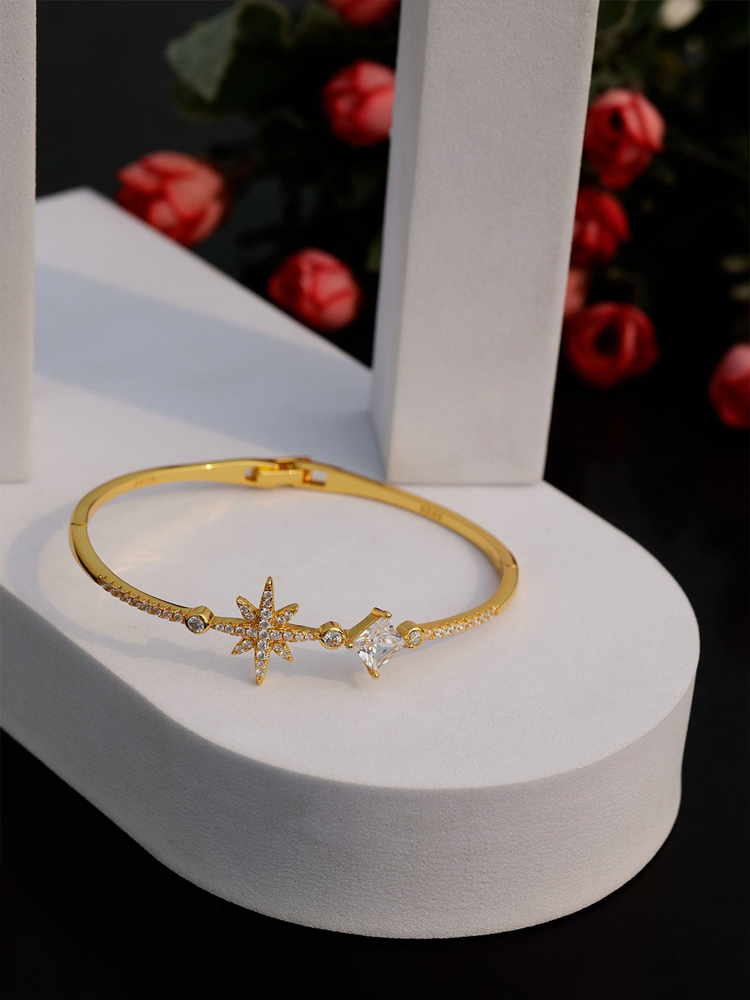 DIAVO Nia Gold-Plated Silver Cubic Zirconia Armlet Bracelet