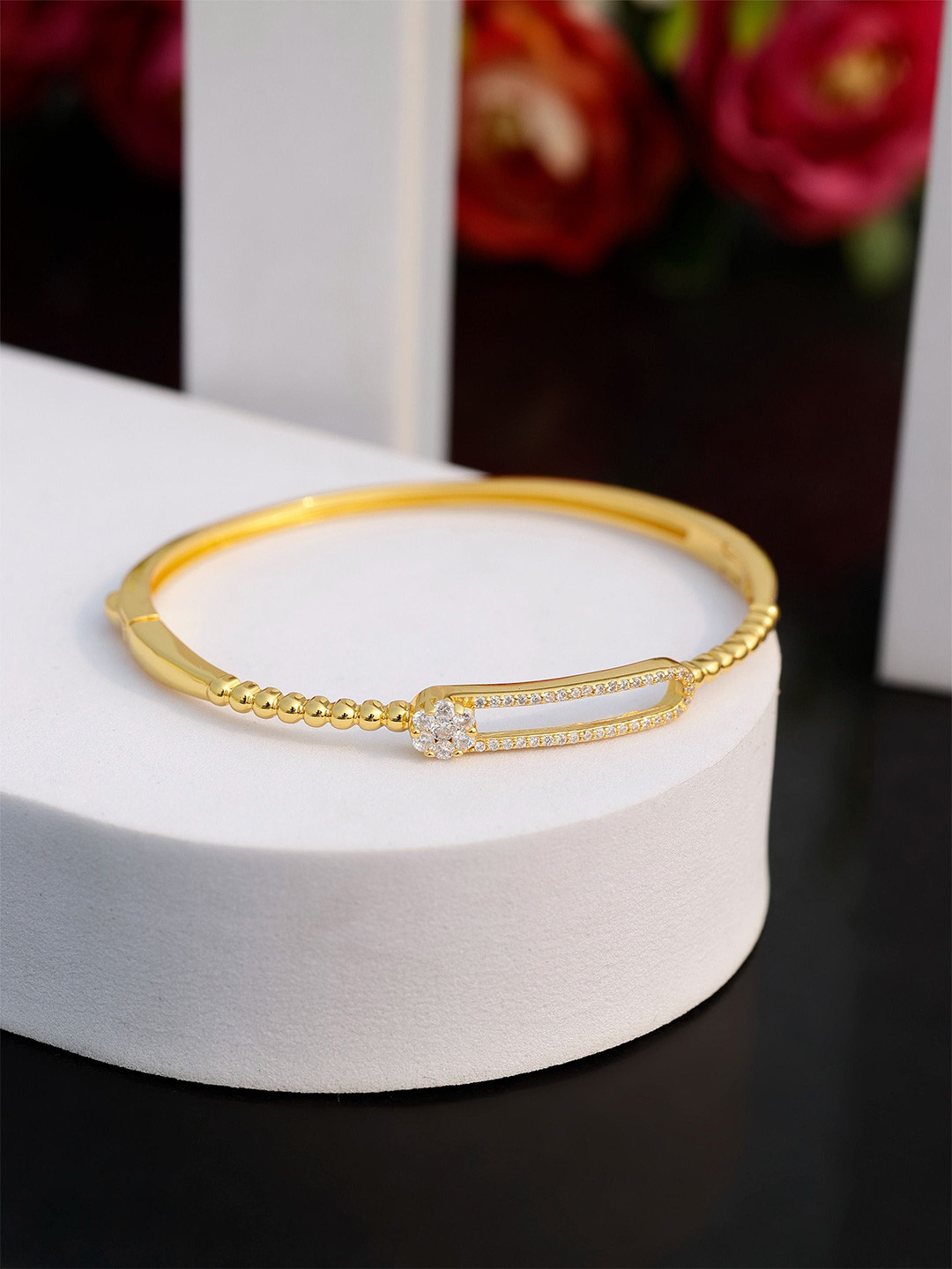 DIAVO The Mira Gold-Plated Silver Cubic Zirconia Bangle-Style Bracelet