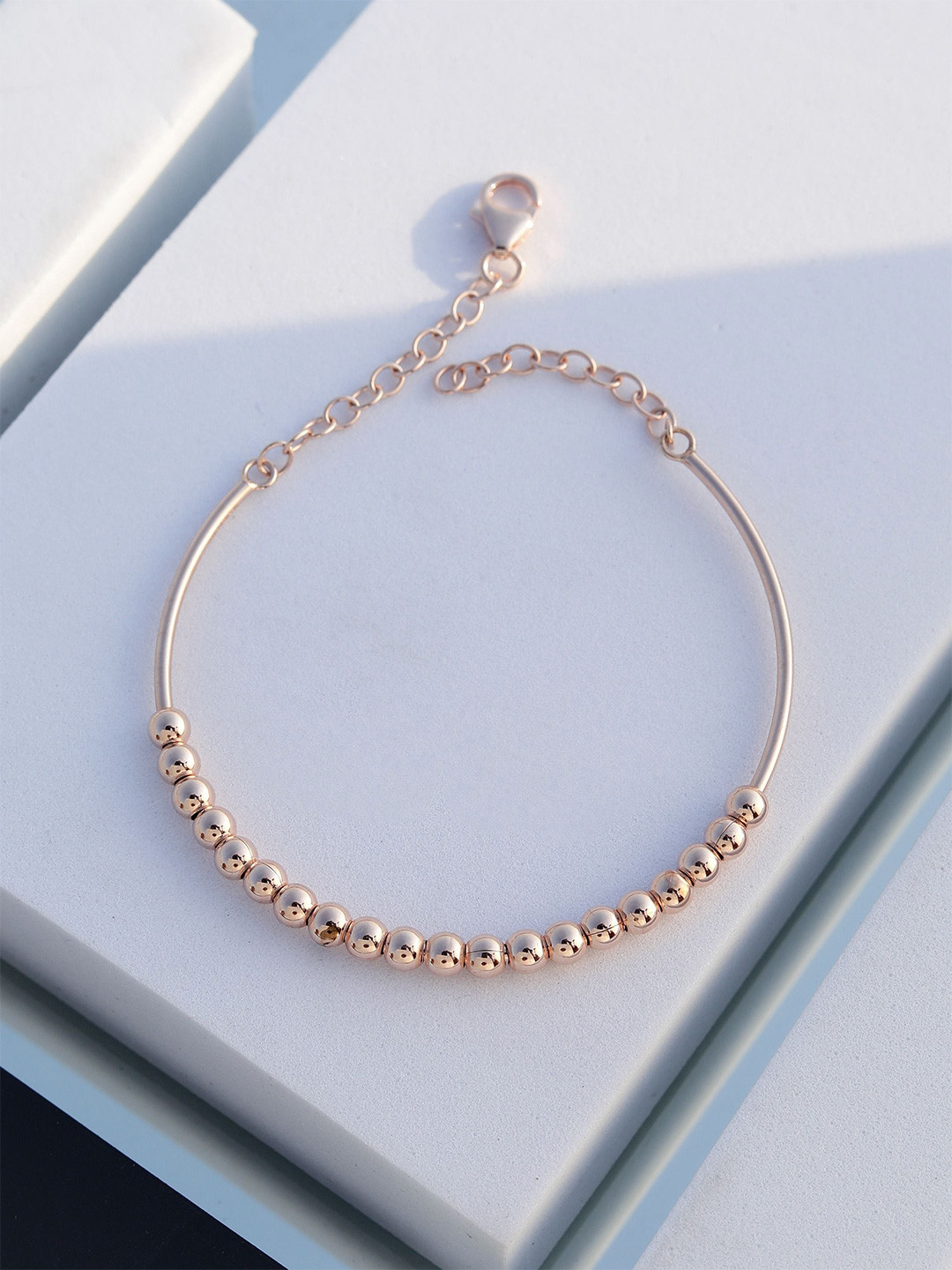 DIAVO Radiant Bead Rose Gold-Plated Silver Wraparound Bracelet
