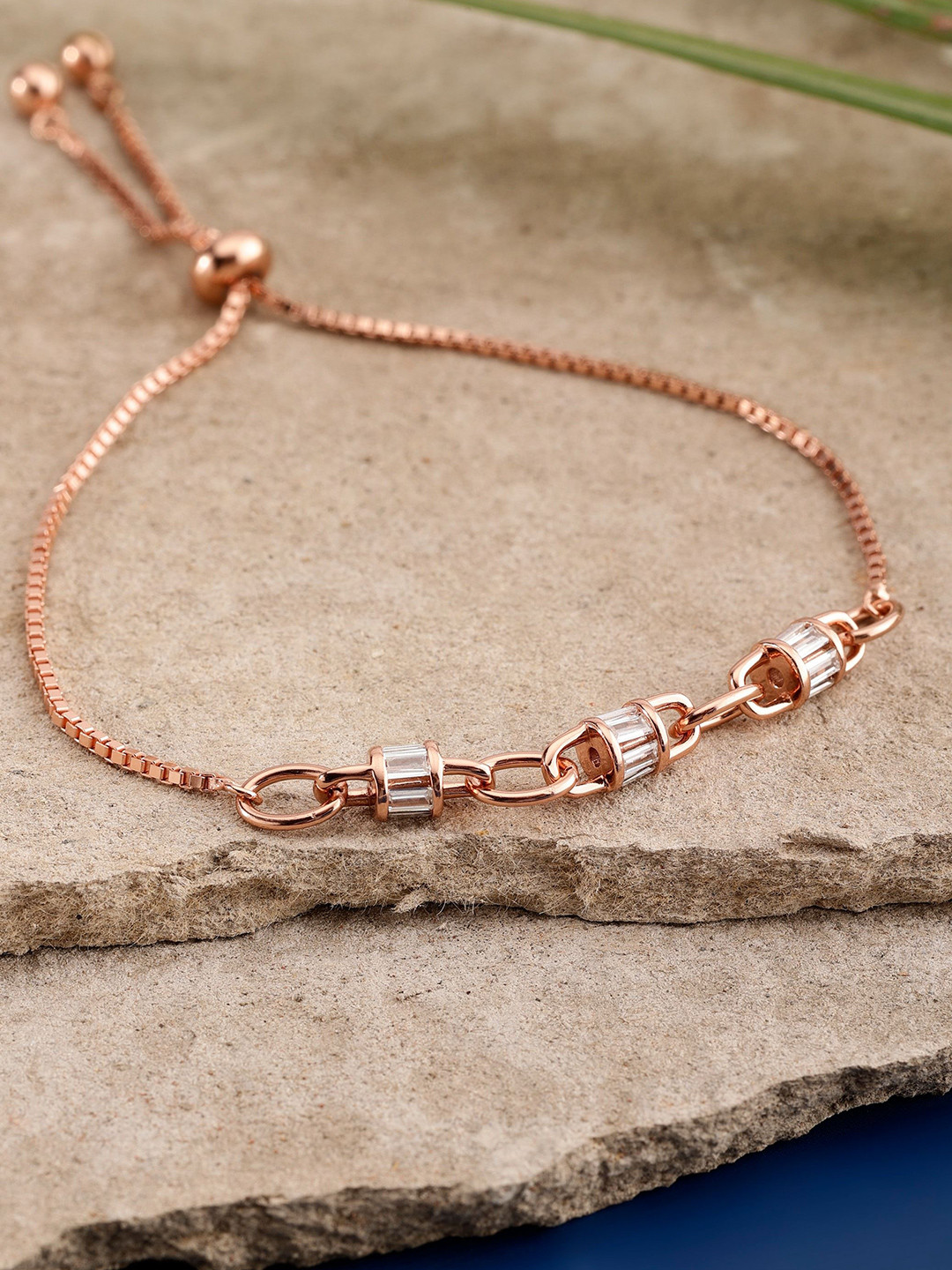 DIAVO Rose Gold-Plated Cubic Zirconia The Aether Lock-In Silver Wraparound Bracelet
