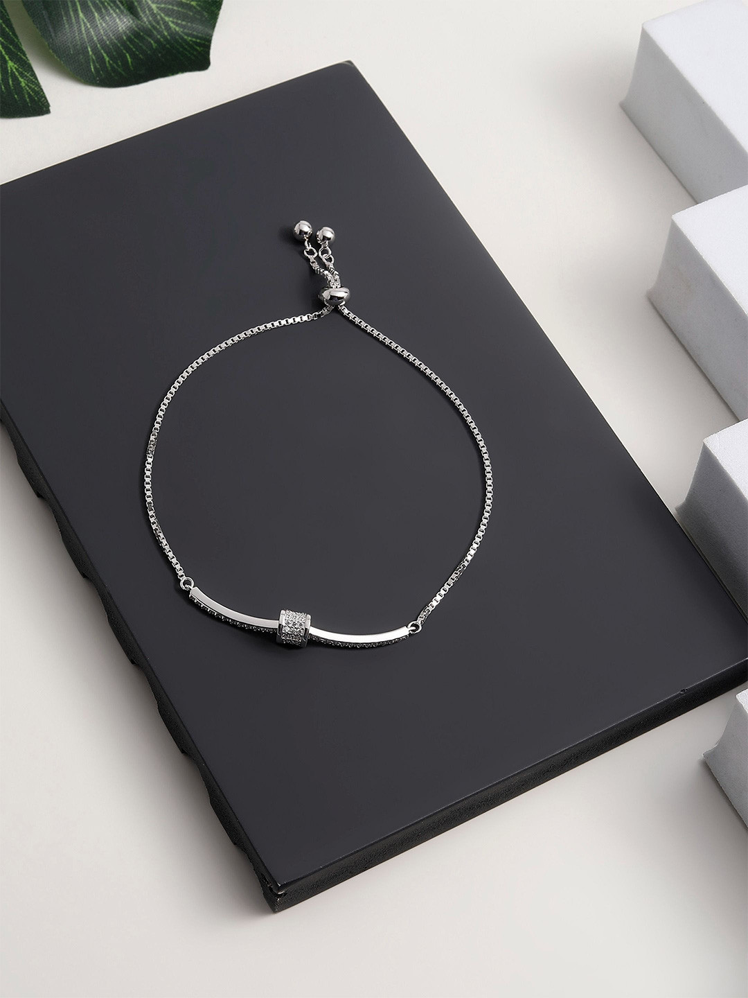 DIAVO Cubic Zirconia Zenith-Minimalist Silver Wraparound Bracelet