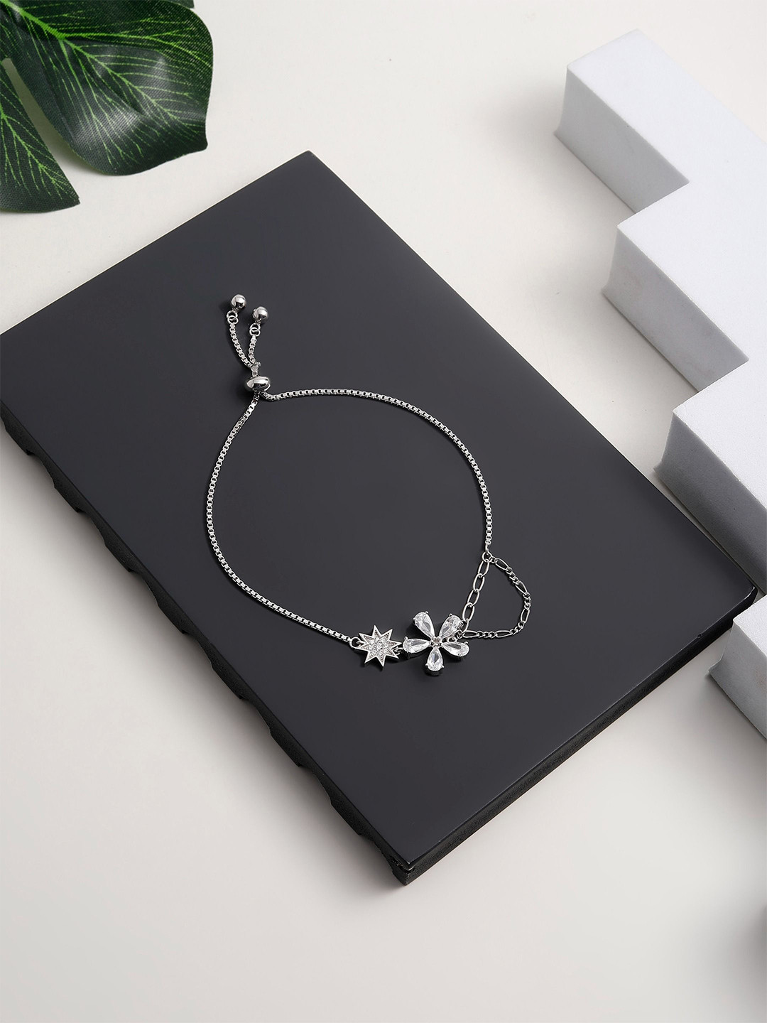 DIAVO Cubic Zirconia Studded The Evangeline Fashion Wraparound Bracelet