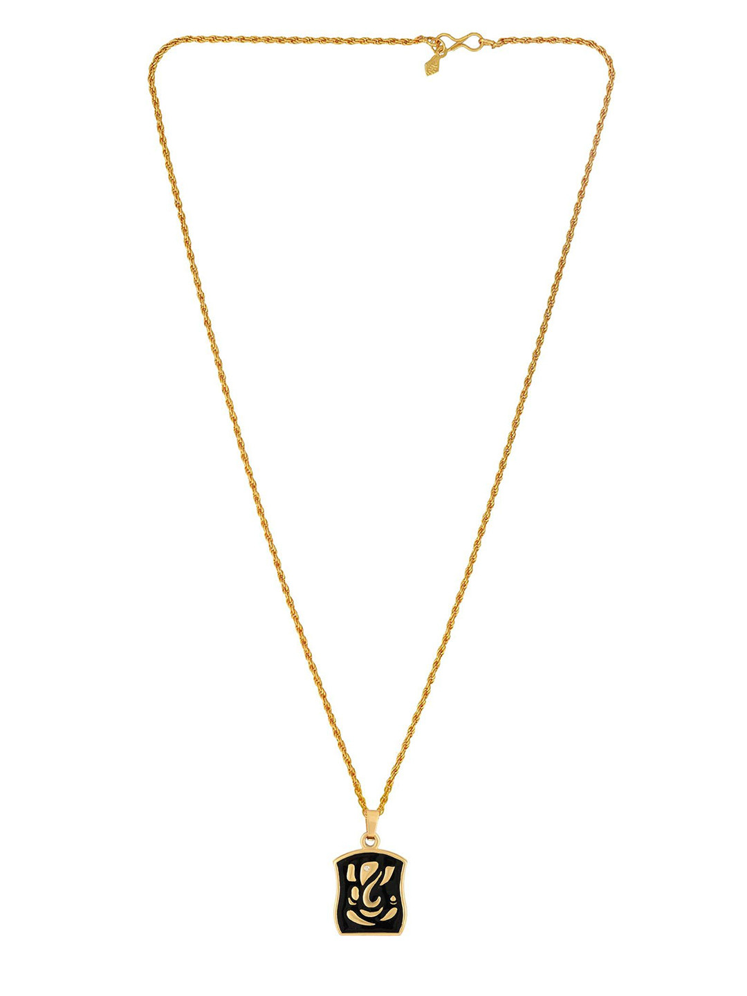 MEMOIR Gold-Plated Stone Studded Ganesh Pendant With Chain