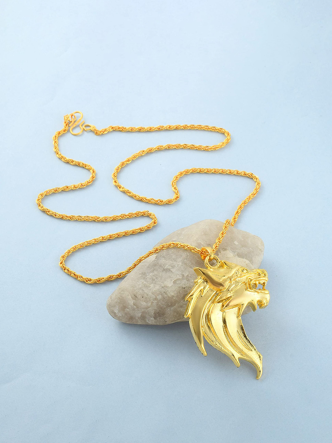 MEMOIR Gold-Plated Lion Head Pendant With Chain