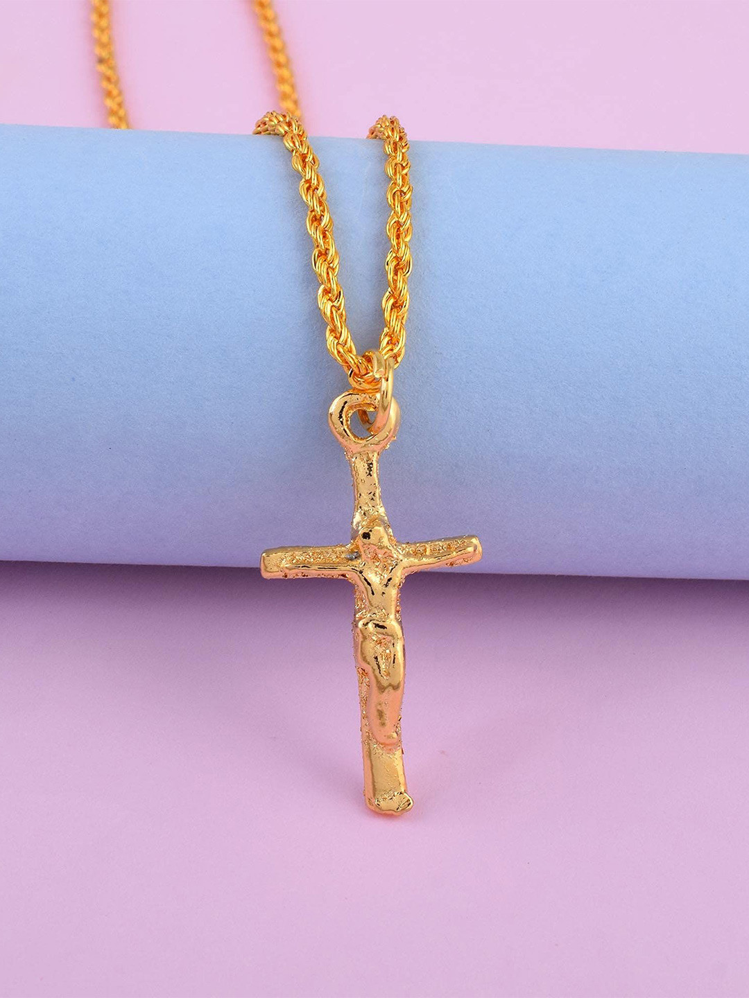 MEMOIR Unisex Gold Plated Jesus Charm Pendant With Chain