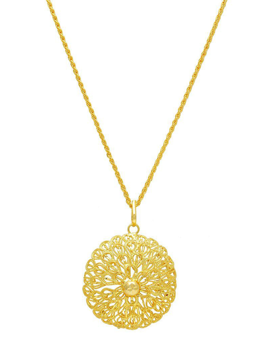 MEMOIR Unisex Gold Plated Basket Shape Charm Pendant With Chain