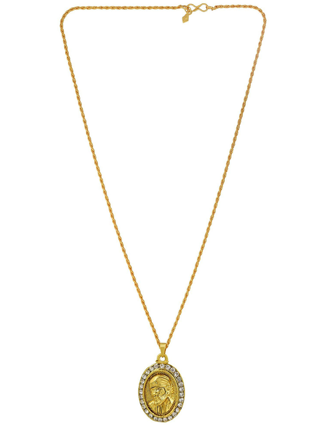 MEMOIR 24 KT Gold Plated Sai Baba Circular Charm Pendant With Chain