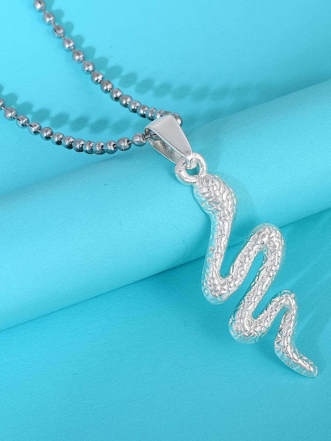MEMOIR Silver-Plated Snake Shaped Pendant With Chain