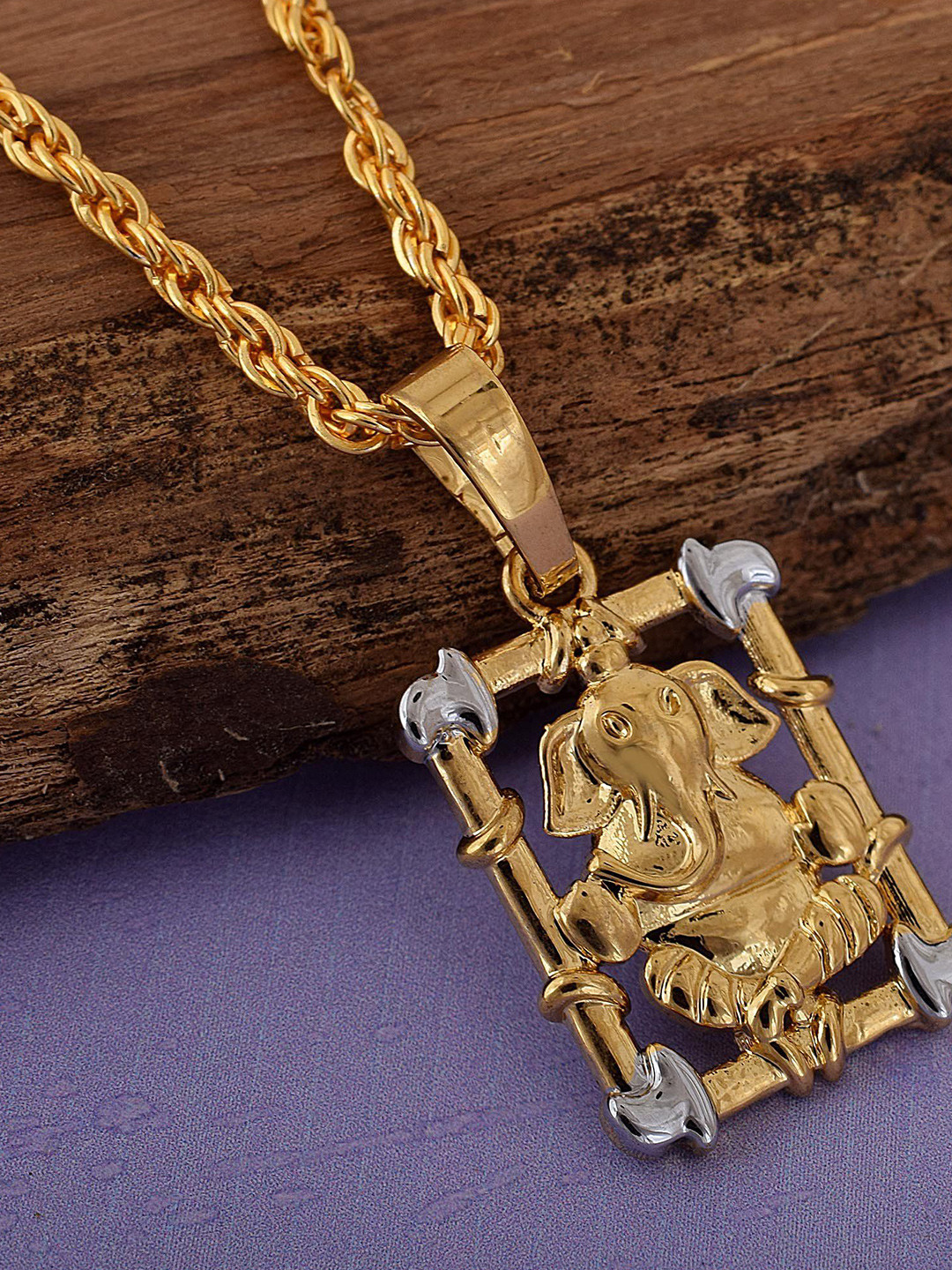 MEMOIR Gold-Plated Lord Ganesh Pendant With Chain