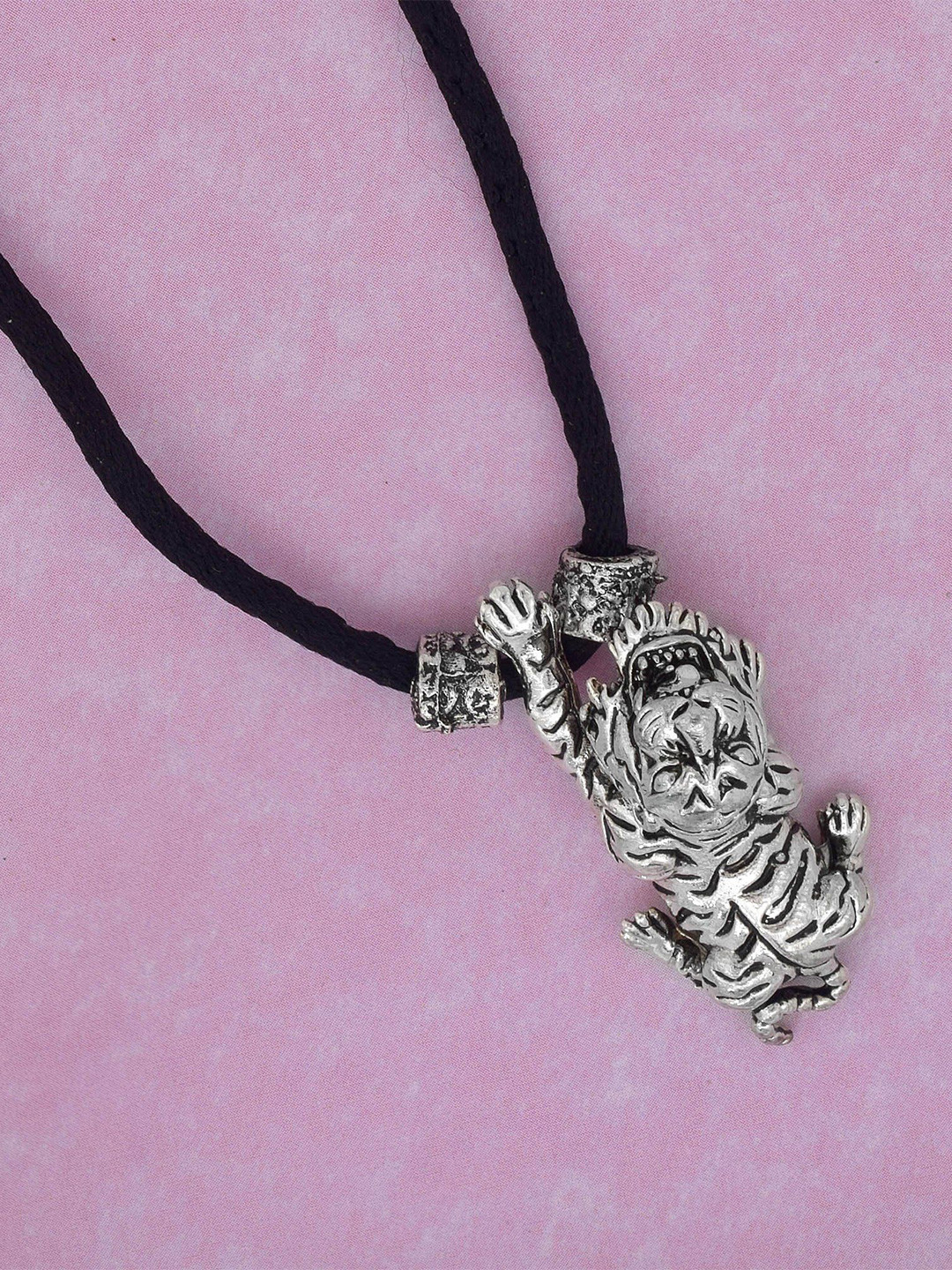 MEMOIR Silver-Plated Tiger Design Pendant Chain