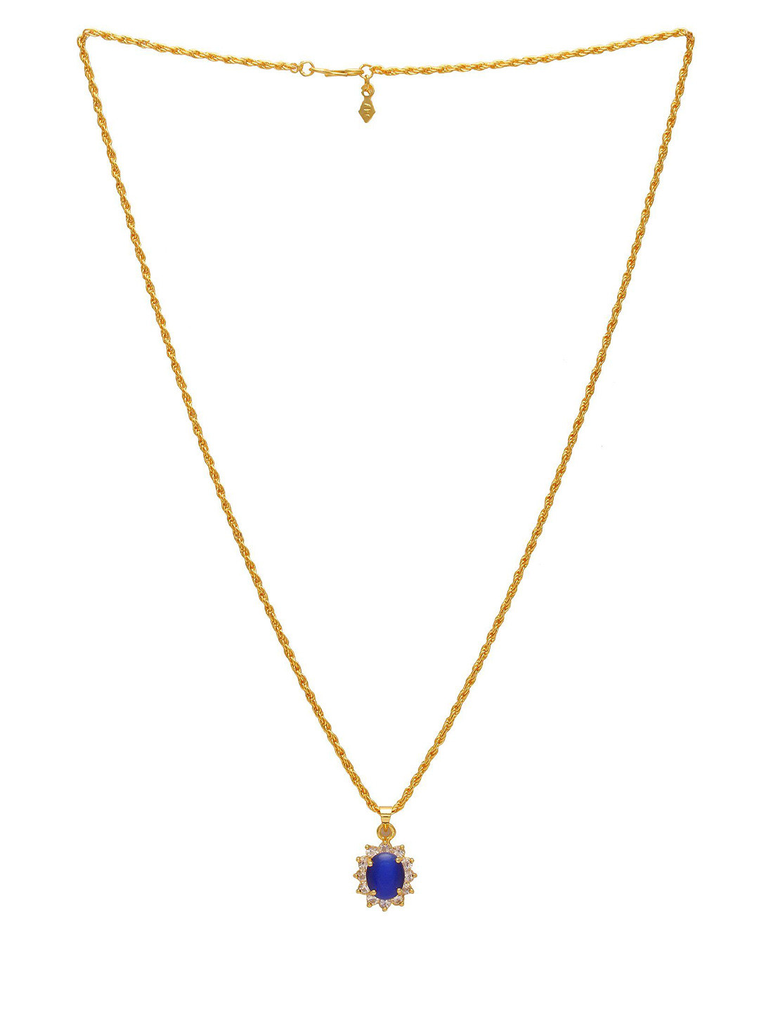 MEMOIR Gold-Plated Oval Cabochon Cut-Shaped Pendant With Chain