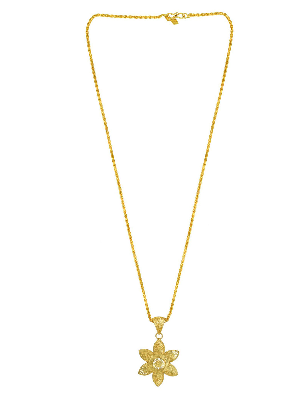 MEMOIR Gold Plated Flower Shape Charm Pendant With Chain