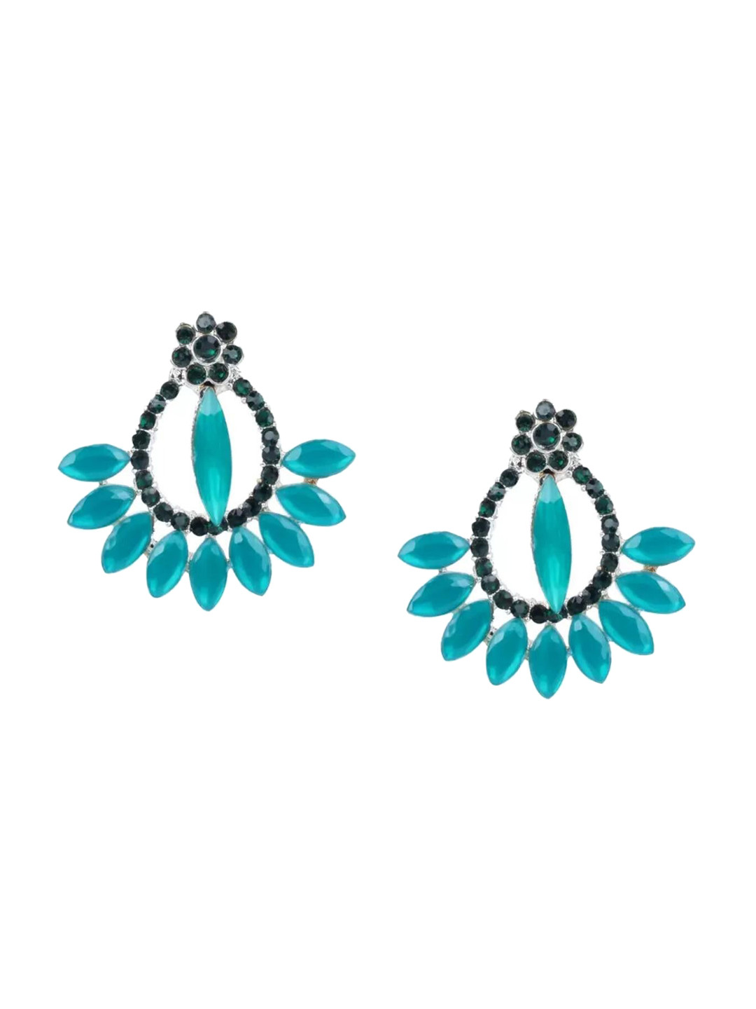 DEGHLAM Silver Plated Floral Shaped Drop Earrings