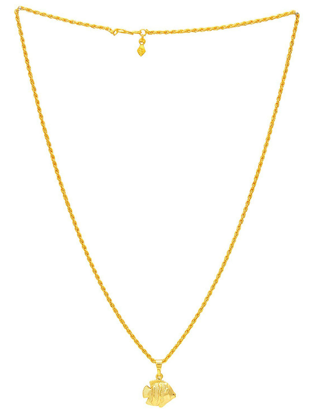 MEMOIR Gold Plated Firoza Stone Studded Pendant With Chain