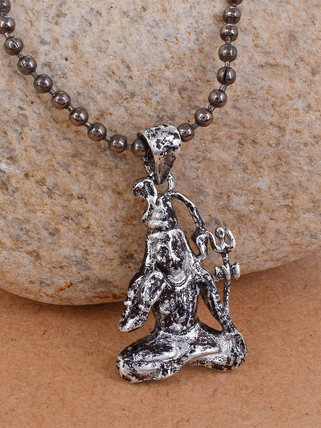 MEMOIR Silver Plated Shiva Shanker Bholenath Charm Pendant With Chain