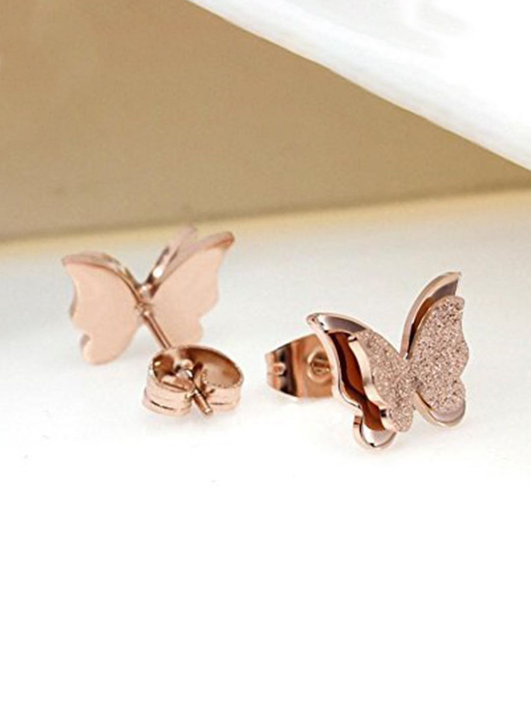DIVASTRI Rose Gold-Plated Contemperory Shaped Studs