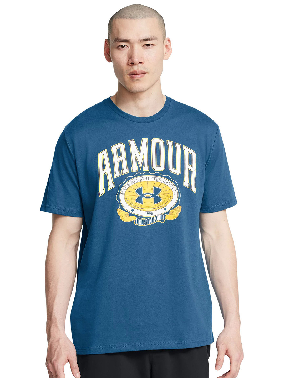UNDER ARMOUR Men UA COLLEGIATE CREST Typography Printed Round Neck Cotton T-shirt