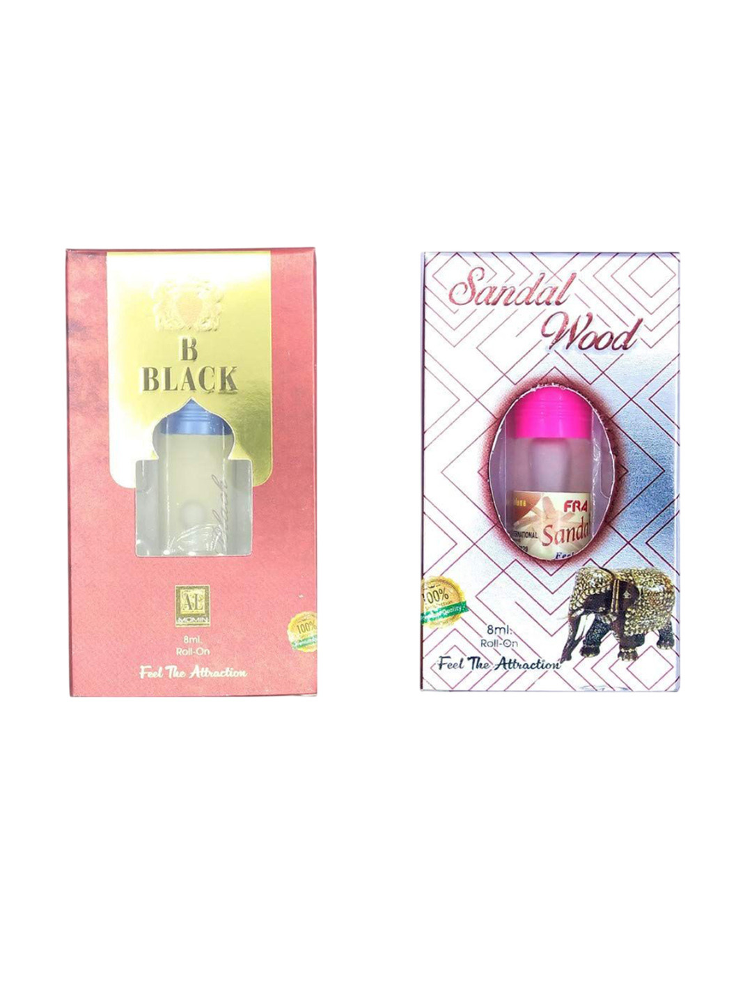 RAVIOUR LIFESTYLE Set Of 2 Sandal Wood & B Black Alcohol Free Roll-On Attar- 8 ml Each