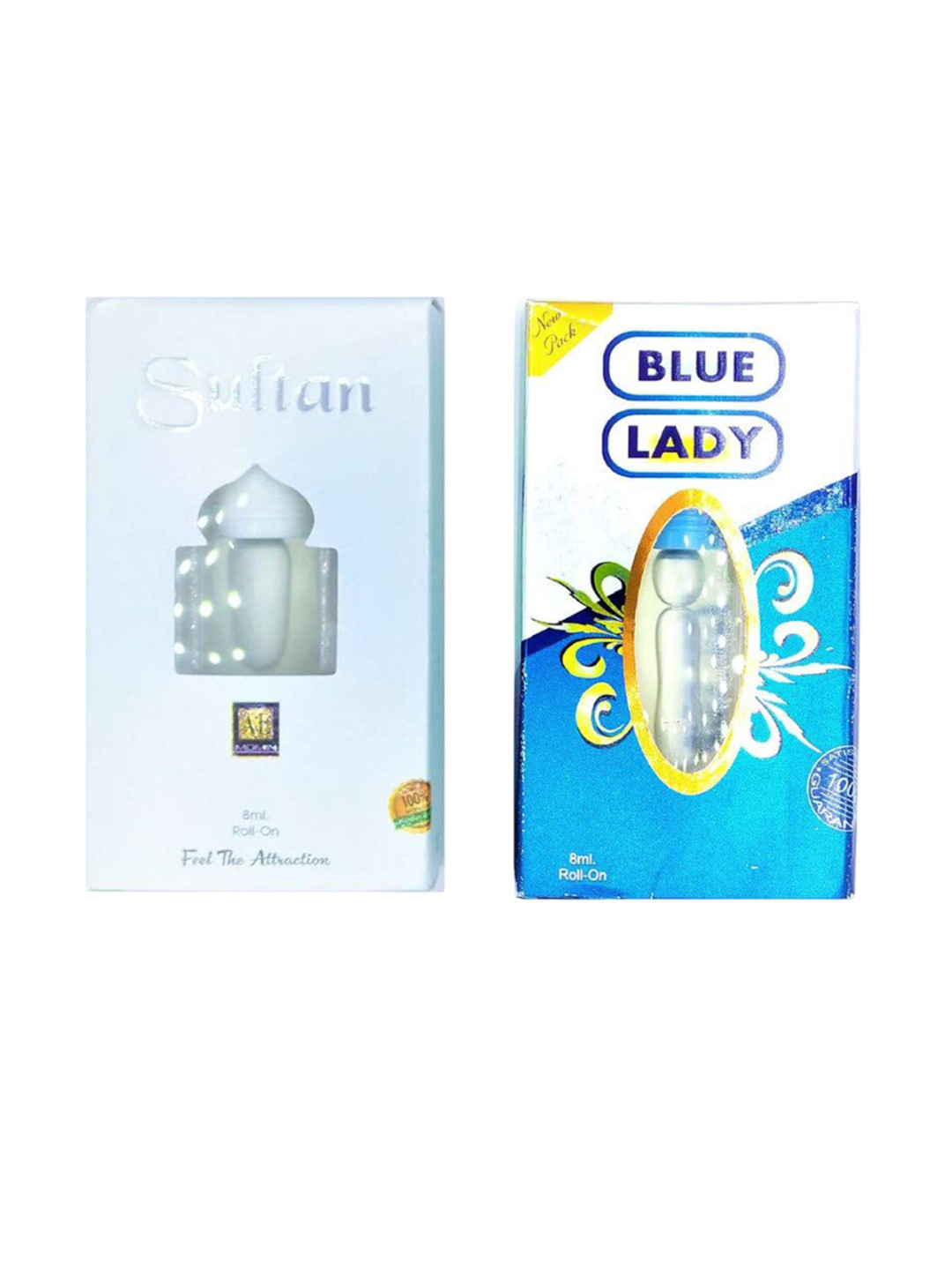 RAVIOUR LIFESTYLE Set Of 2 Sultan & Blue Lady Non Alcoholic Roll On Attar - 8 ml Each