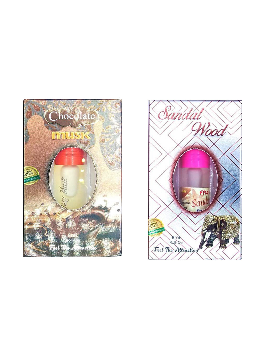 RAVIOUR LIFESTYLE Set Of 2 Sandal Wood & Chocolate Musk Alcohol Free Attar - 8 ml Each