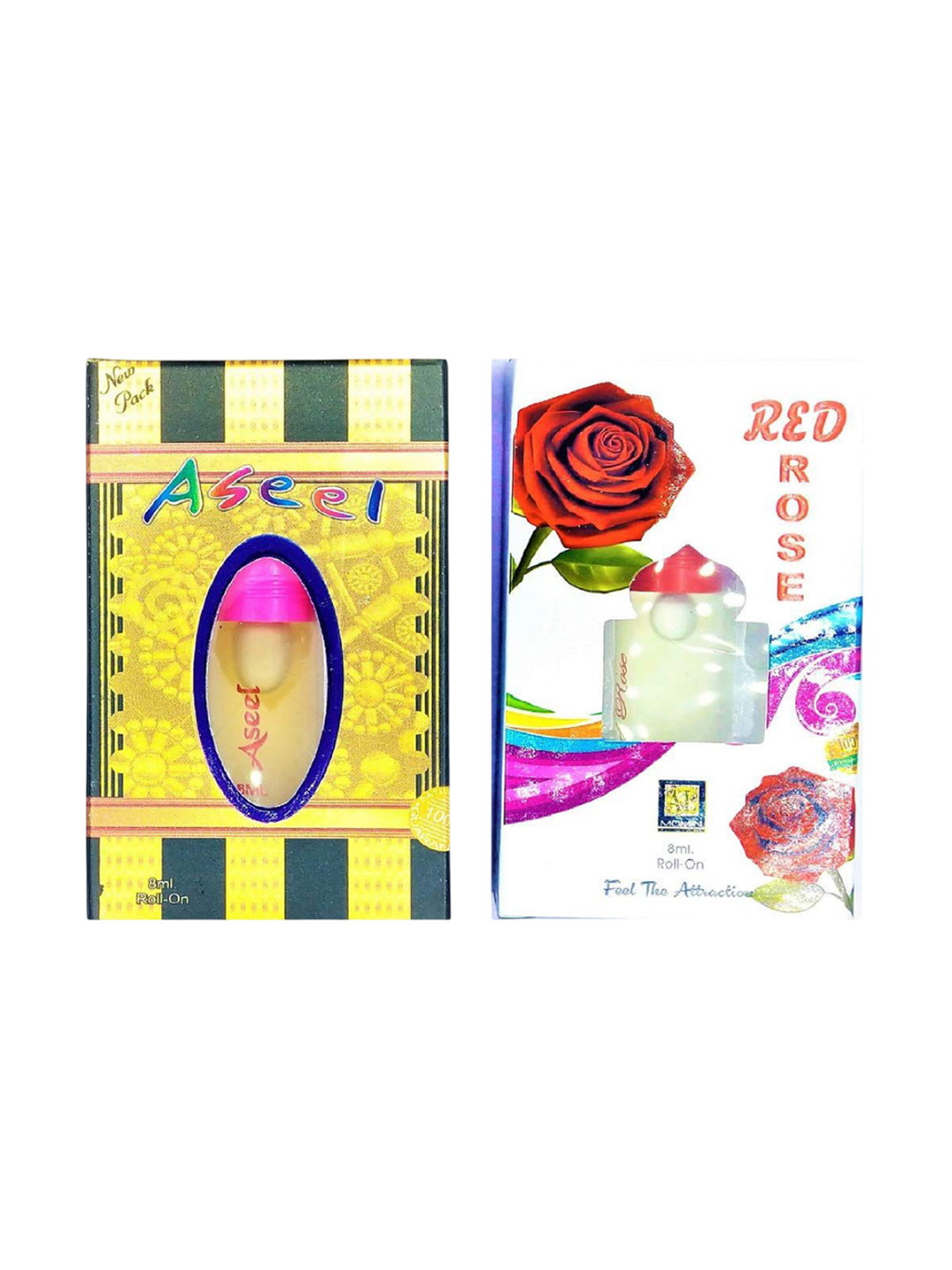 RAVIOUR LIFESTYLE Set Of 2 Red Rose & Aseel Alcohol Free Attar- 8 ml Each