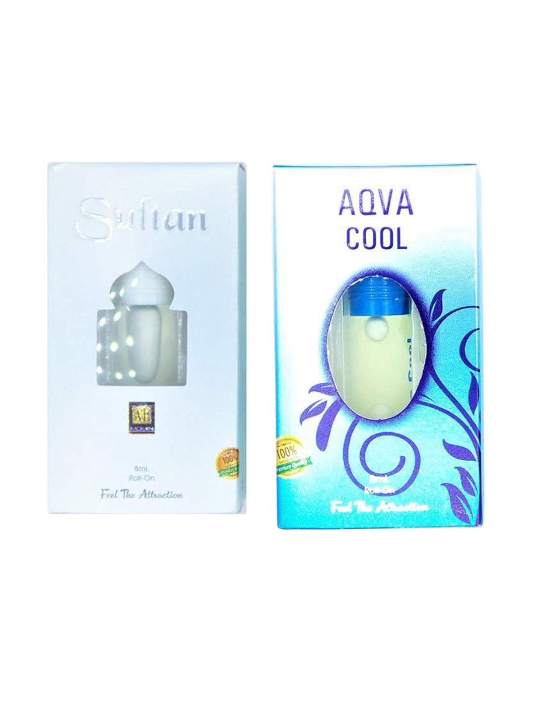 RAVIOUR LIFESTYLE Set Of 2 Sultan & Aqua Cool Roll On Attar - 8 ml Each
