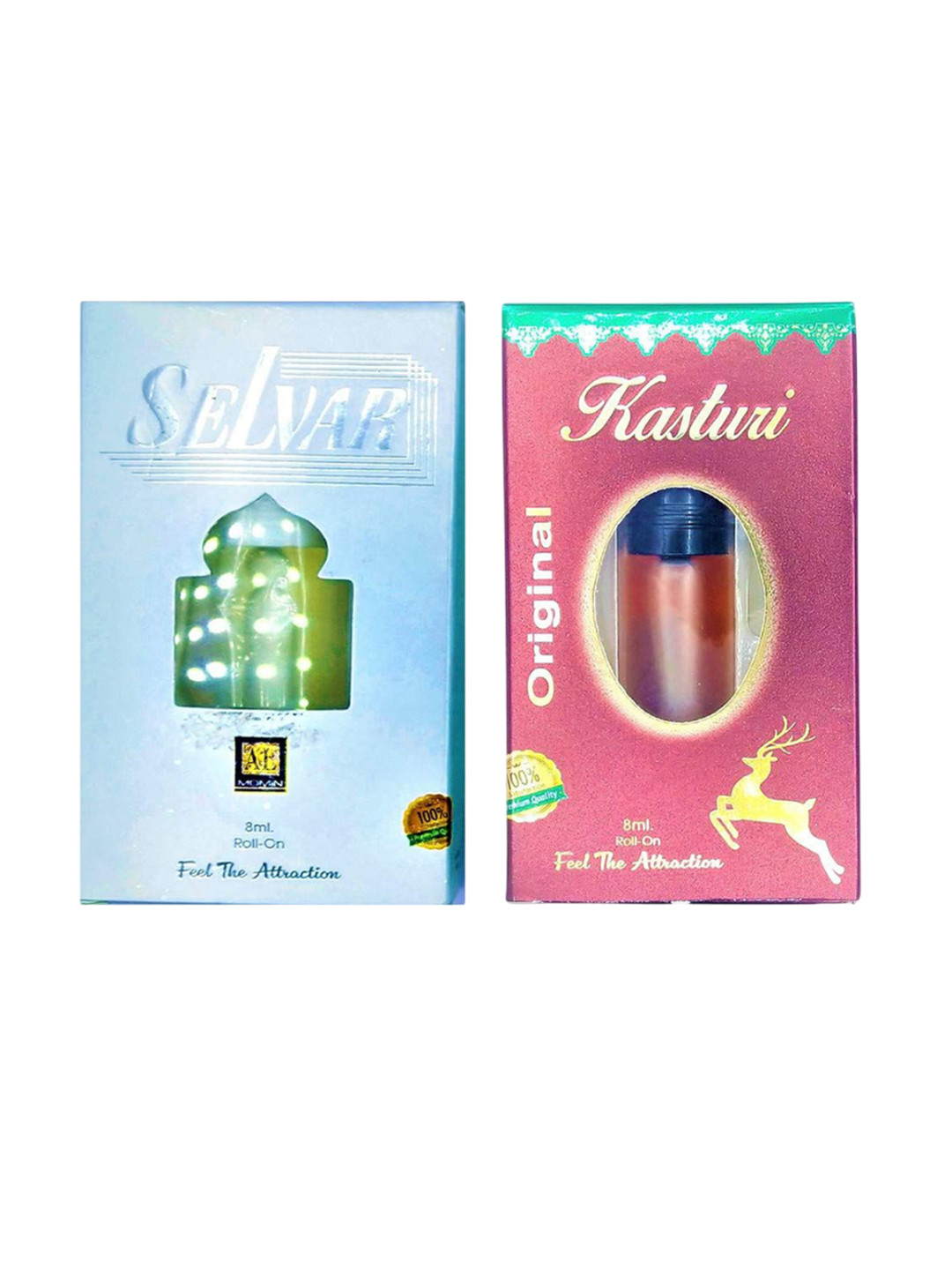 RAVIOUR LIFESTYLE Set Of 2 Selvar & Kastoori Non-Alcoholic Roll On Attar - 8 ml Each