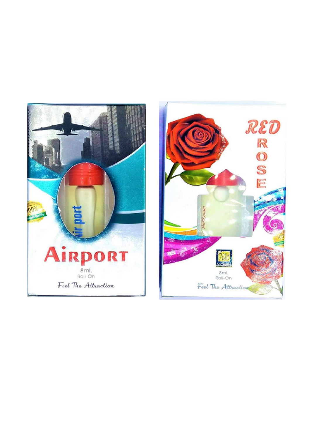 RAVIOUR LIFESTYLE Set Of 2 Airport & Red Rose Alcohol Free Attar- 8 ml Each