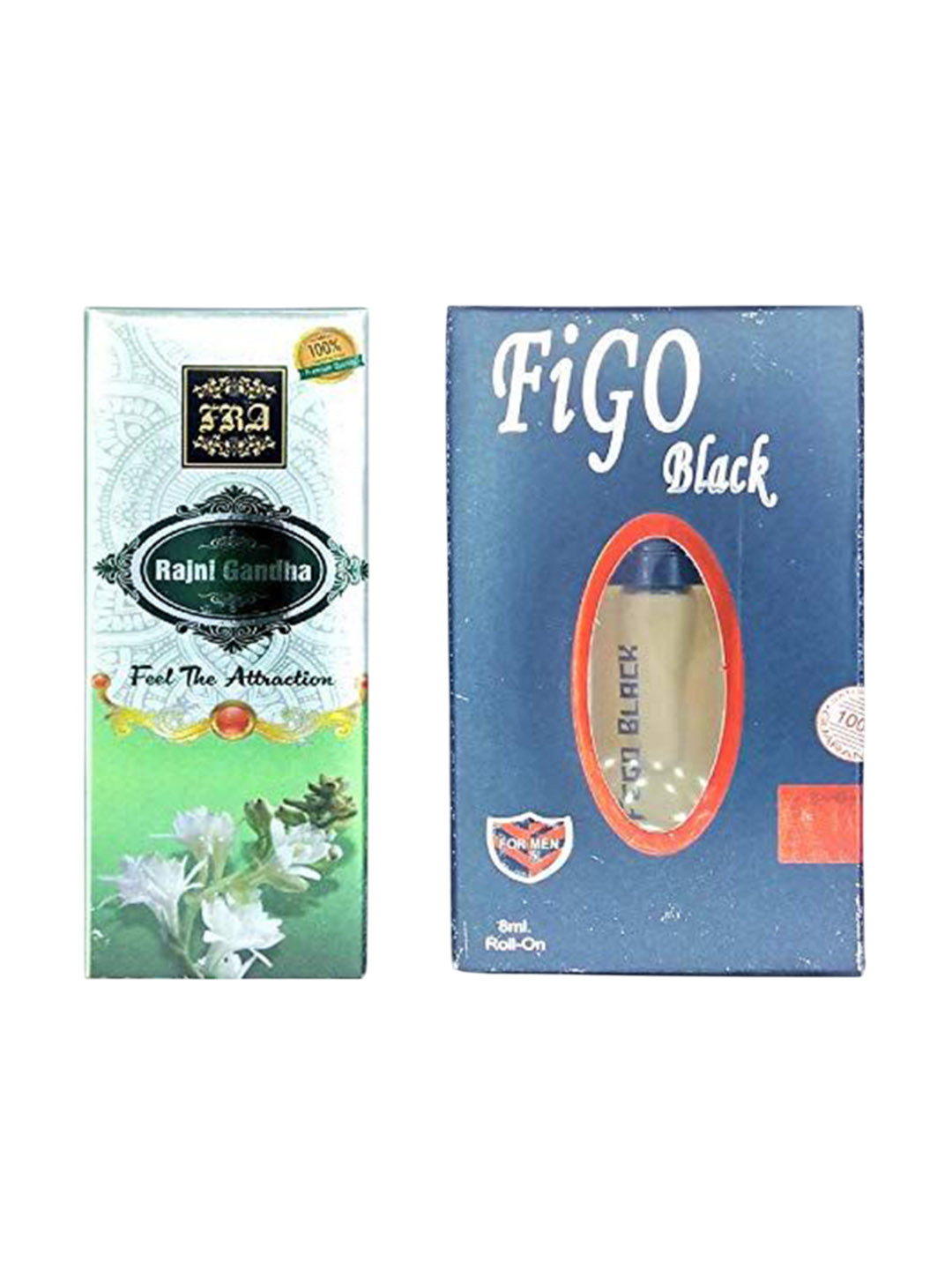 RAVIOUR LIFESTYLE Set Of 2 Figo Black & Rajni Gandha Roll On Attar - 8 ml Each
