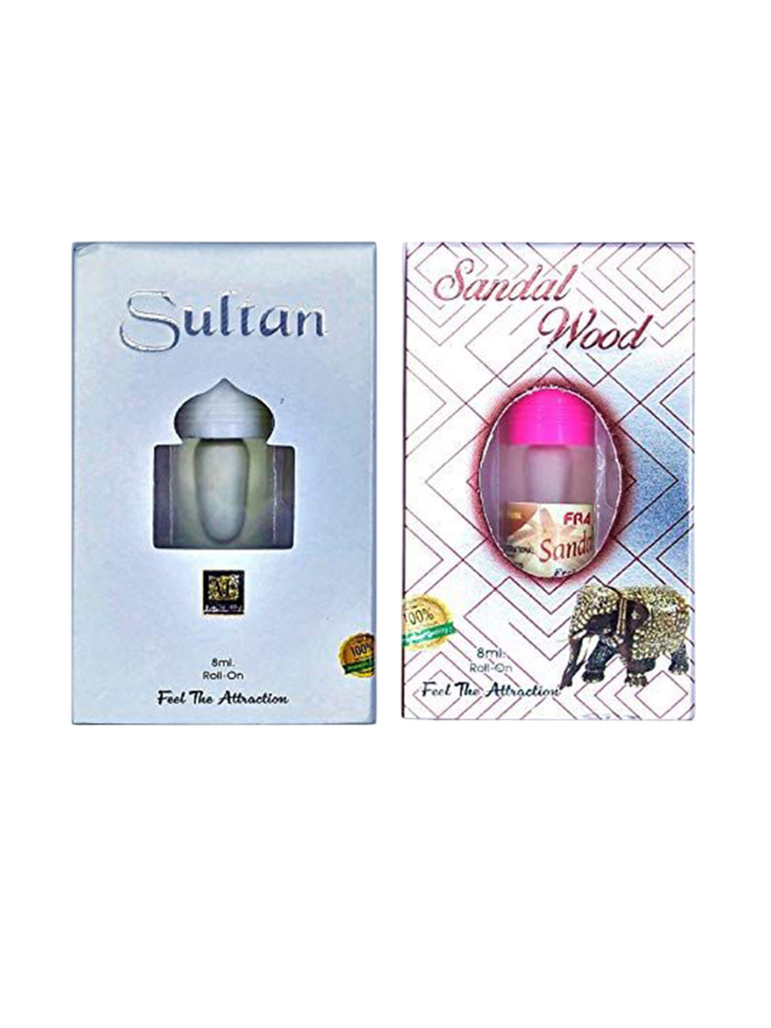 RAVIOUR LIFESTYLE Set Of 2 Sandal Wood & Sultan Alcohol Free Roll On Attar - 8 ml Each