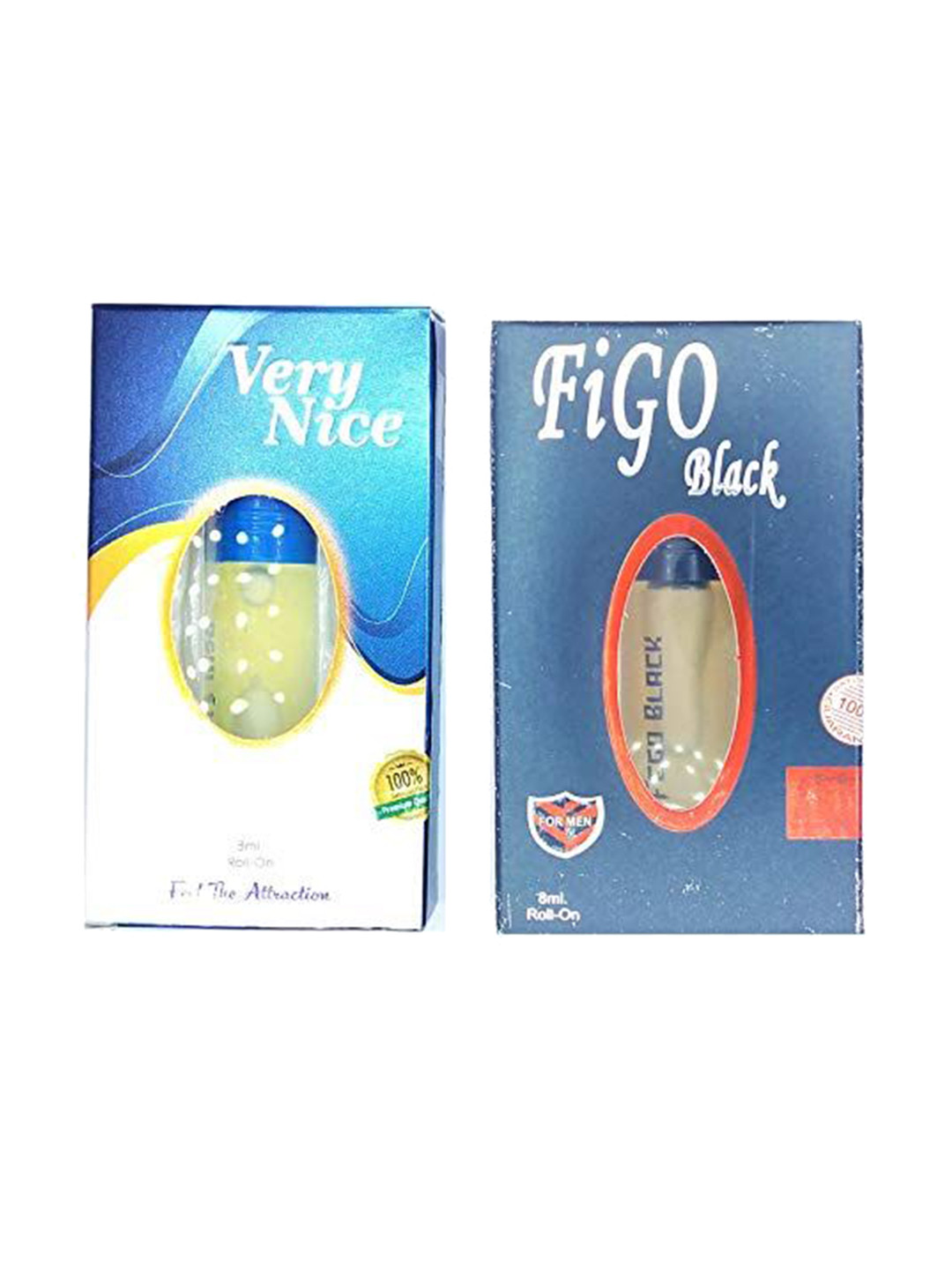 RAVIOUR LIFESTYLE Set Of 2 Very Nice & Figo Black Alcohol Free Roll On Attar - 8 ml Each