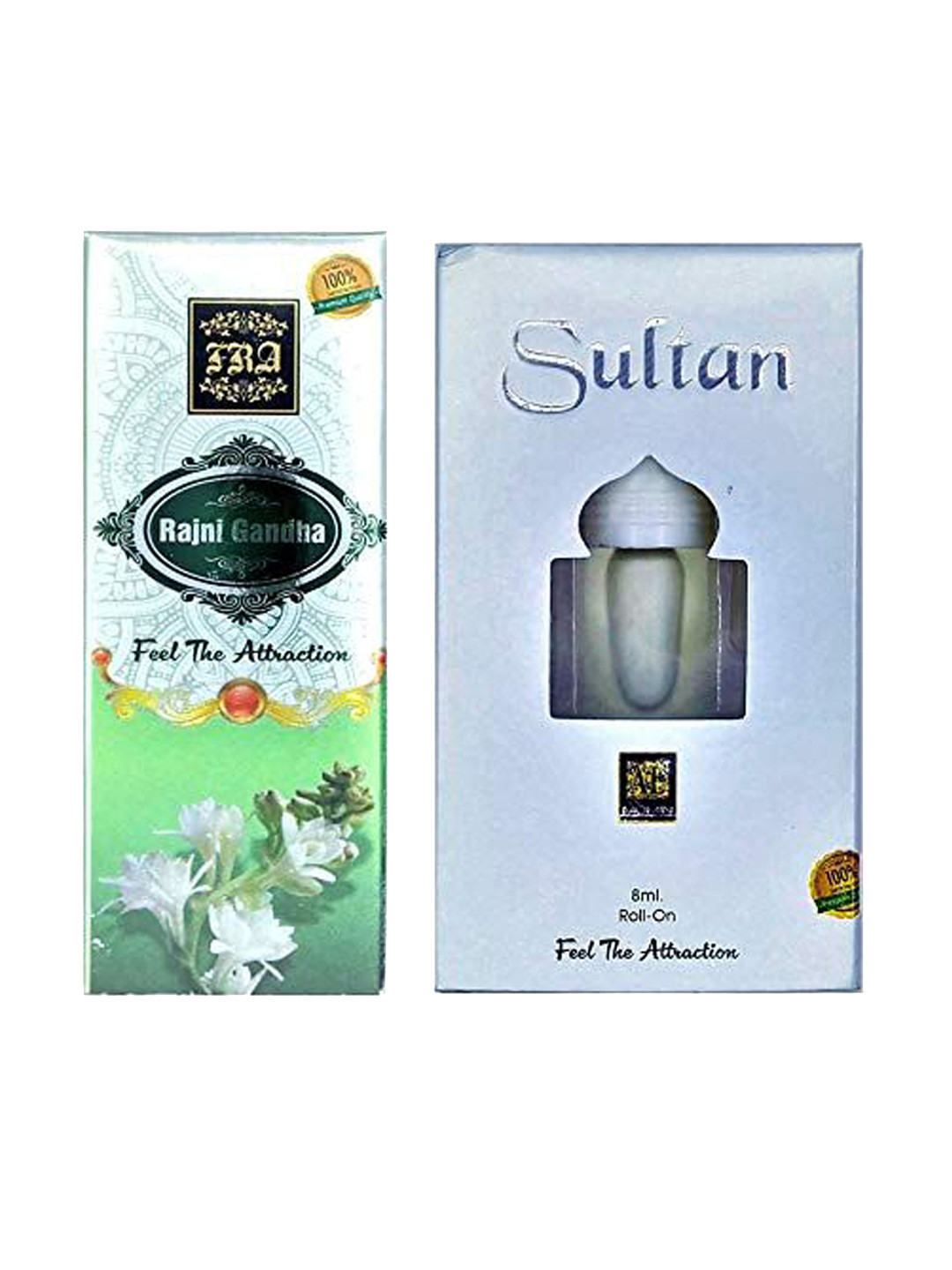 RAVIOUR LIFESTYLE Set Of 2 Rajni Gandha & Sultan Non Alcoholic Roll On Attar - 8 ml Each
