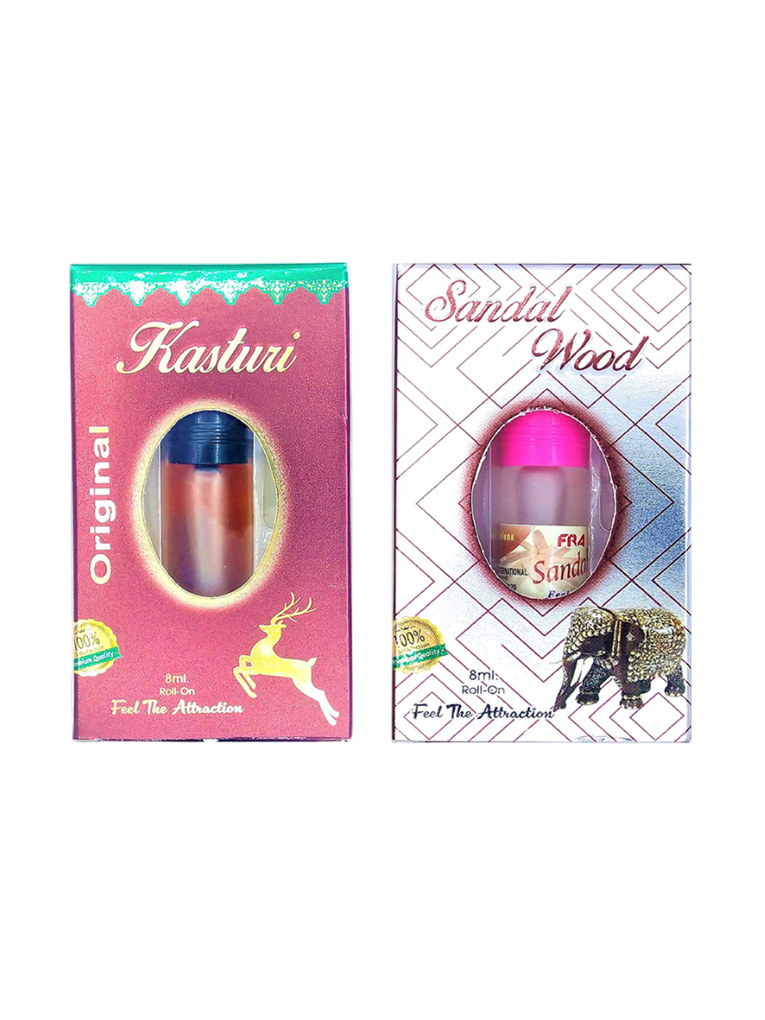 RAVIOUR LIFESTYLE Set Of 2 Original Kasturi & Sandalwood Alcohol Free Attar- 8 ml Each