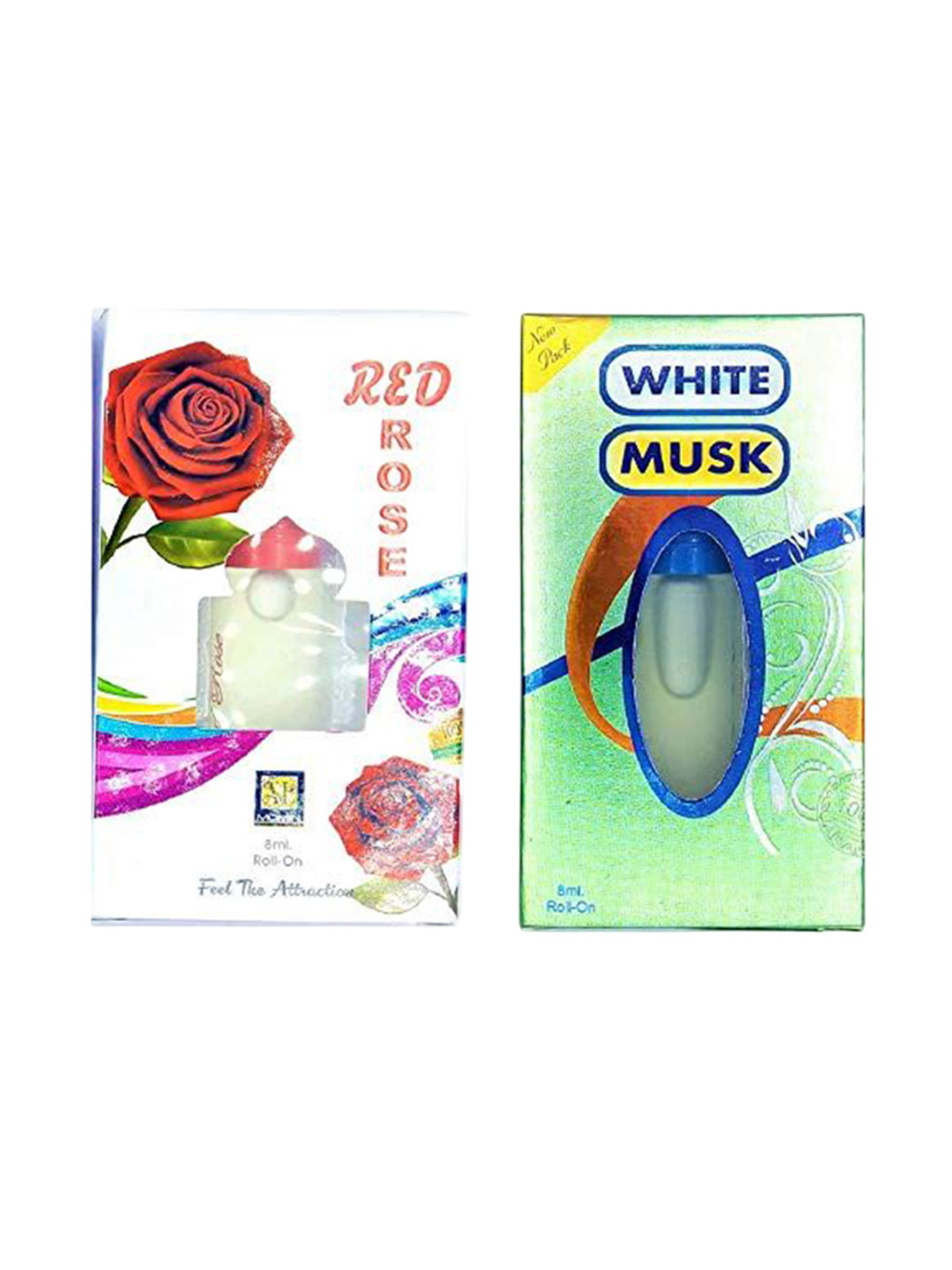 RAVIOUR LIFESTYLE Set Of 2 Red Rose & White Musk  Alcohol Free Roll On Attar - 8 ml Each