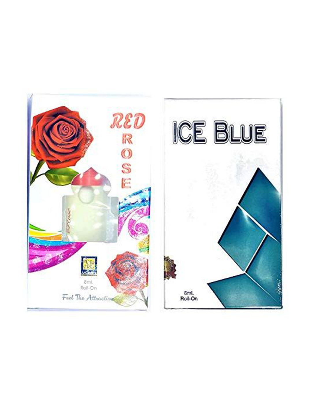 RAVIOUR LIFESTYLE Set Of 2 Red Rose & Ice Blue Alcohol Free Roll On Attar - 8 ml Each