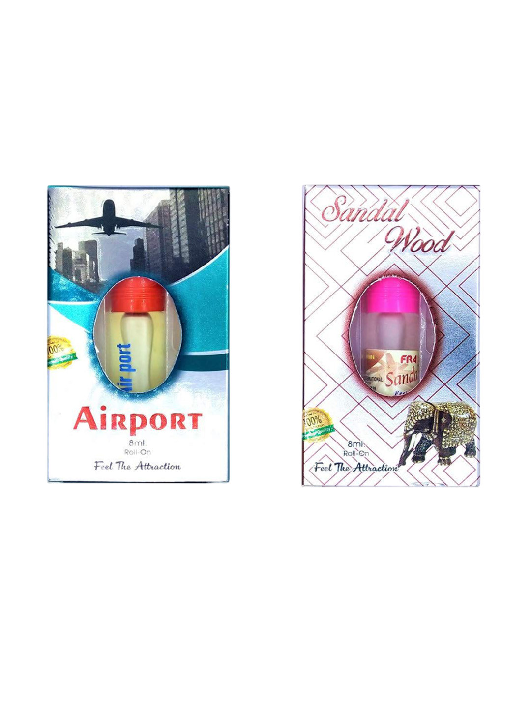 RAVIOUR LIFESTYLE Set Of 2 Airport & Sandalwood Non Alcoholic Roll On Attar - 8 ml Each