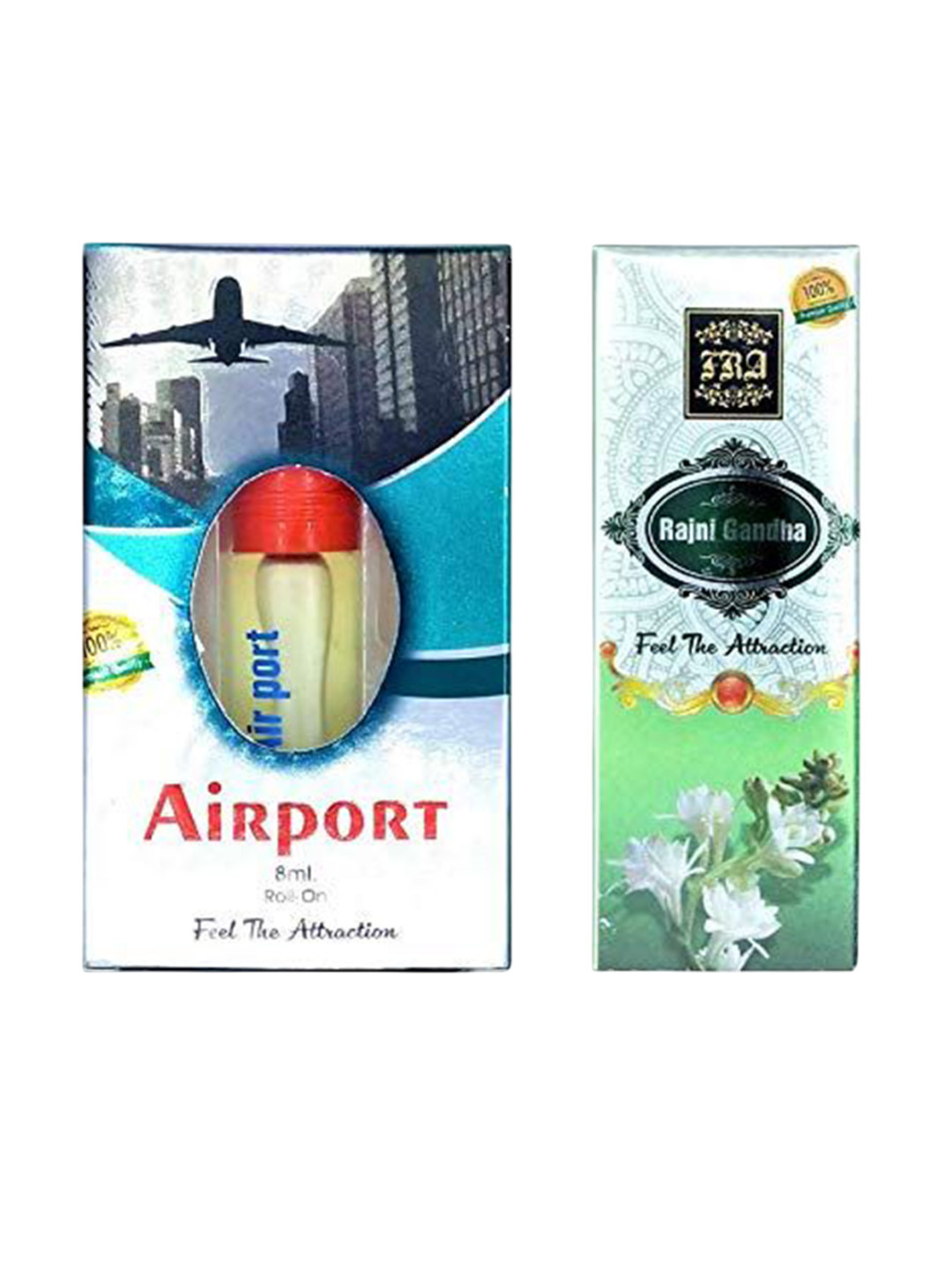 RAVIOUR LIFESTYLE Set Of 2 Rajni Gandha & Airport Alcohol Free Roll On Attar - 8 ml Each