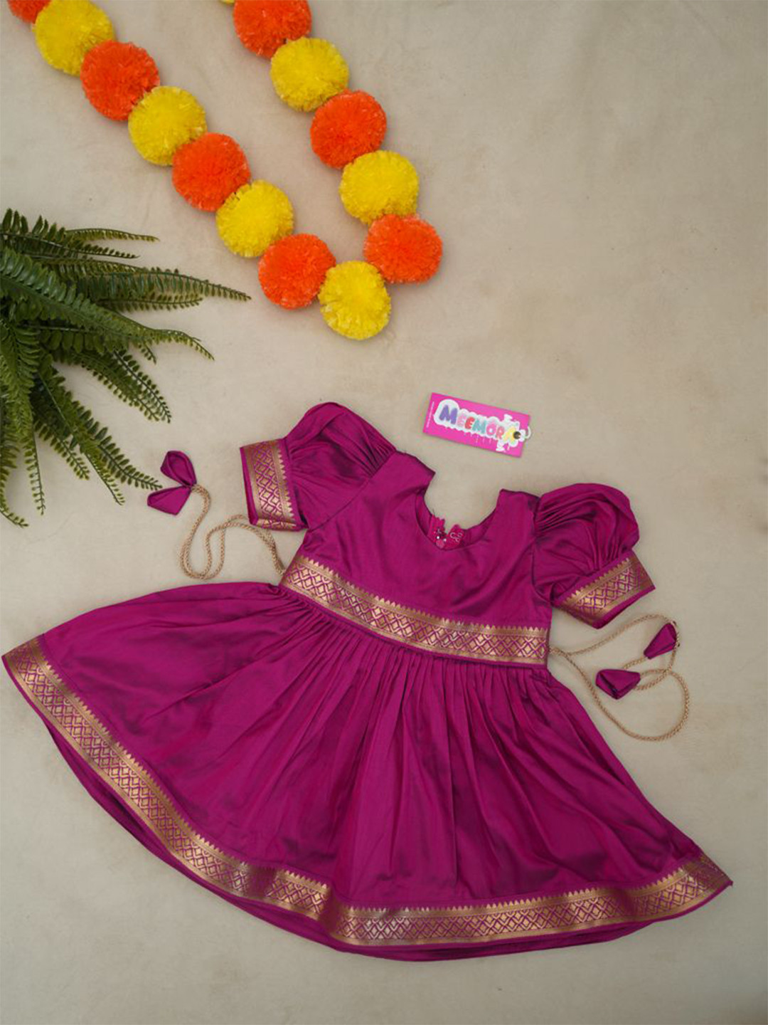 Meemora Girls Round Neck Fit & Flare Knee Length Dress