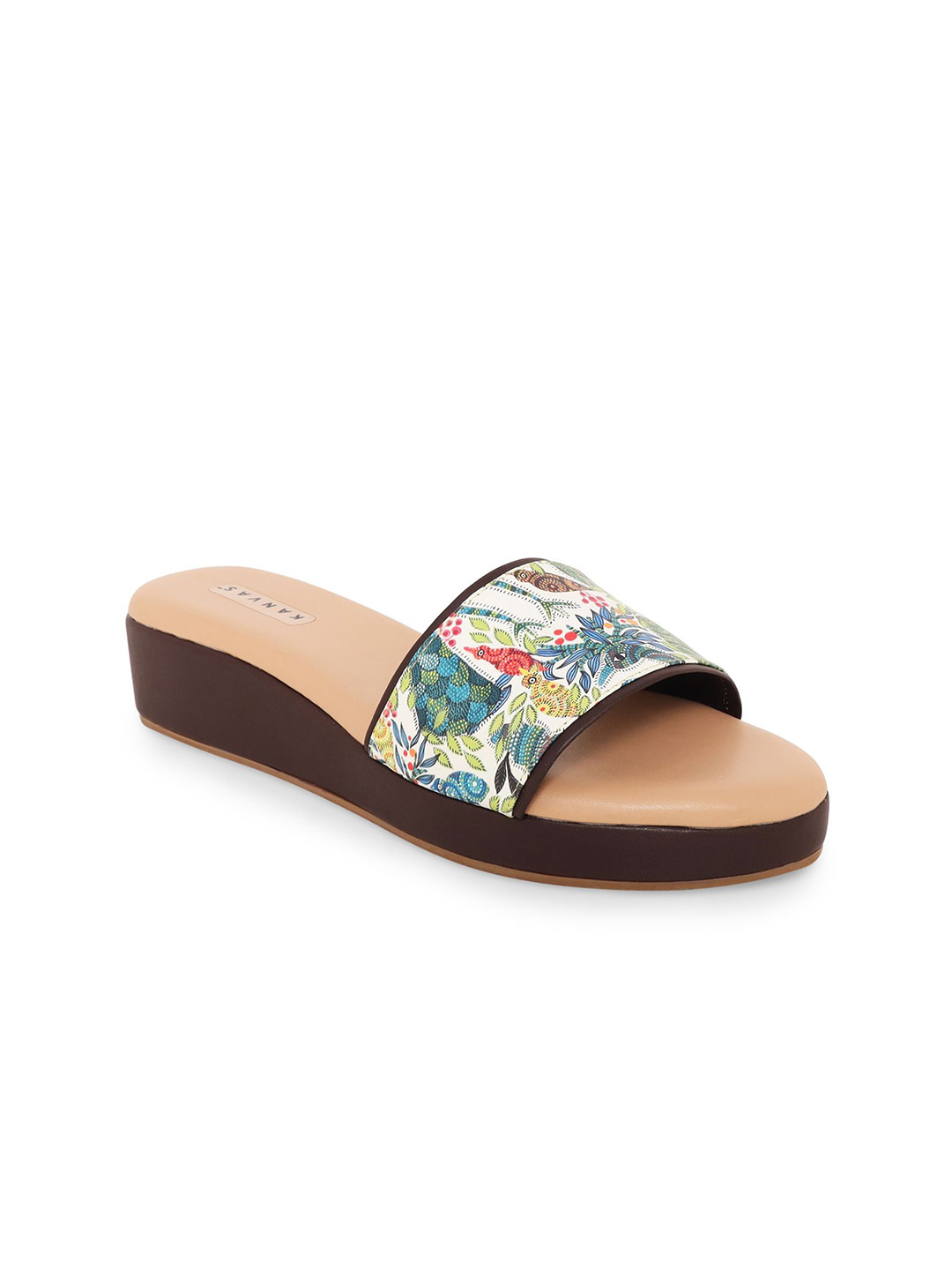 Kanvas Women Art Printed Wedge Sandal Heels