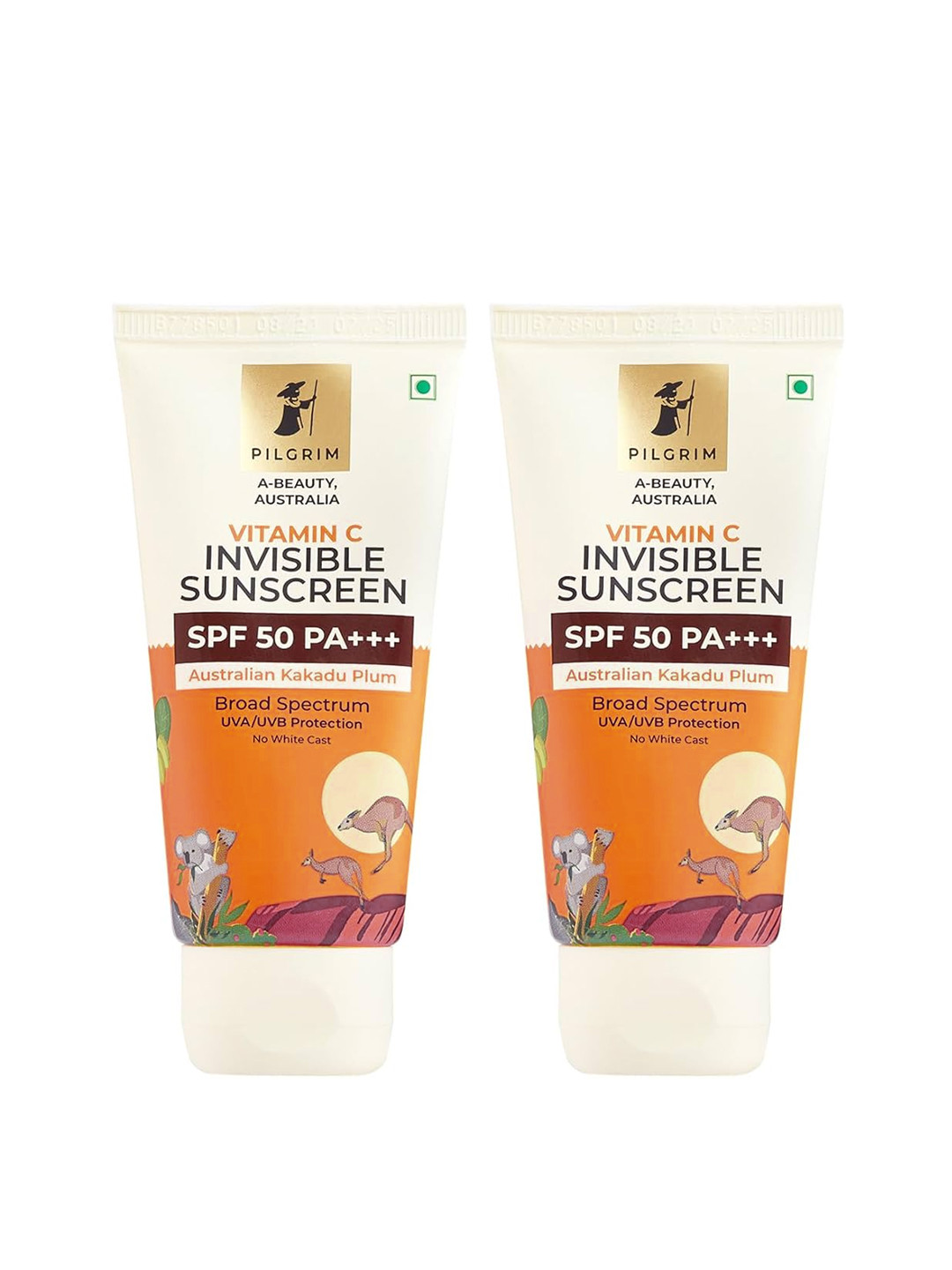 Pilgrim Set Of 2 Vitamin C SPF50 PA+++ Lightweight Gel Invisible Sunscreen - 45 ml Each