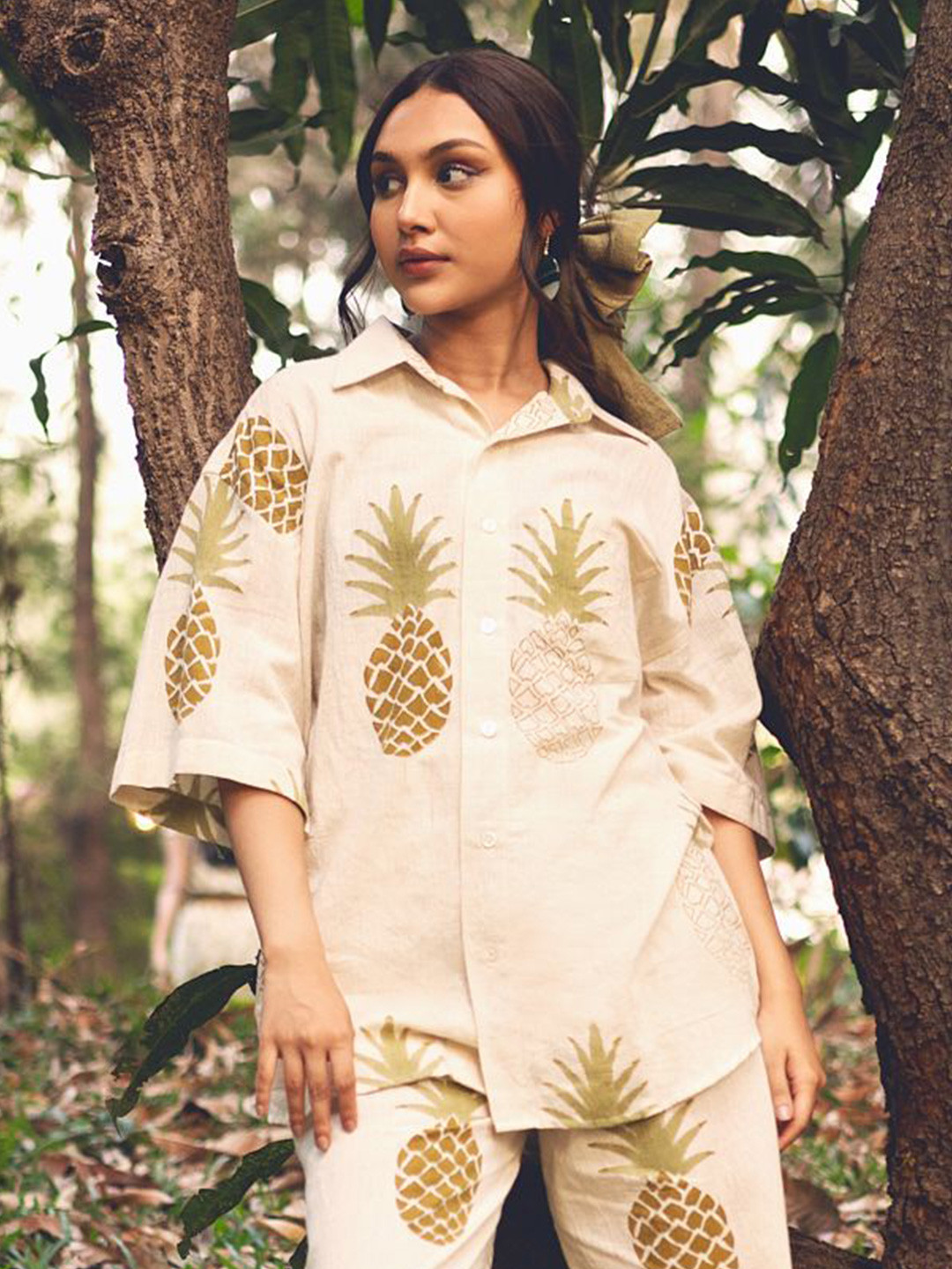 Akashi Clothing Printed Cotton Shirt Style Top
