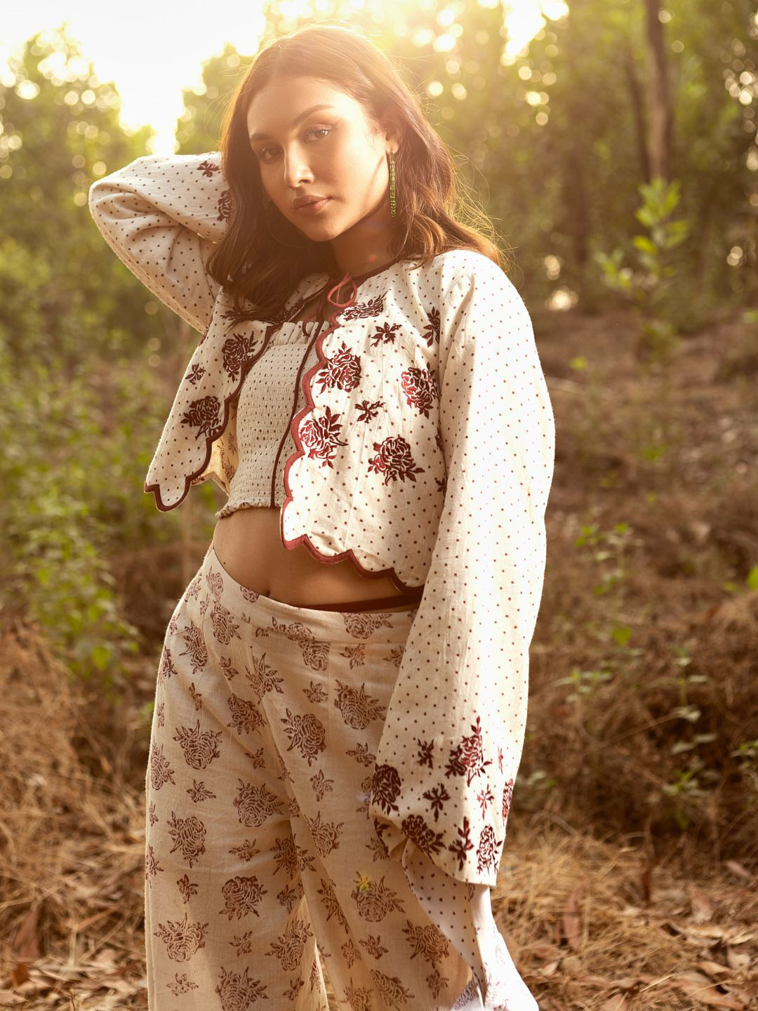 Akashi Clothing Women Floral Cotton Collarless Jackets