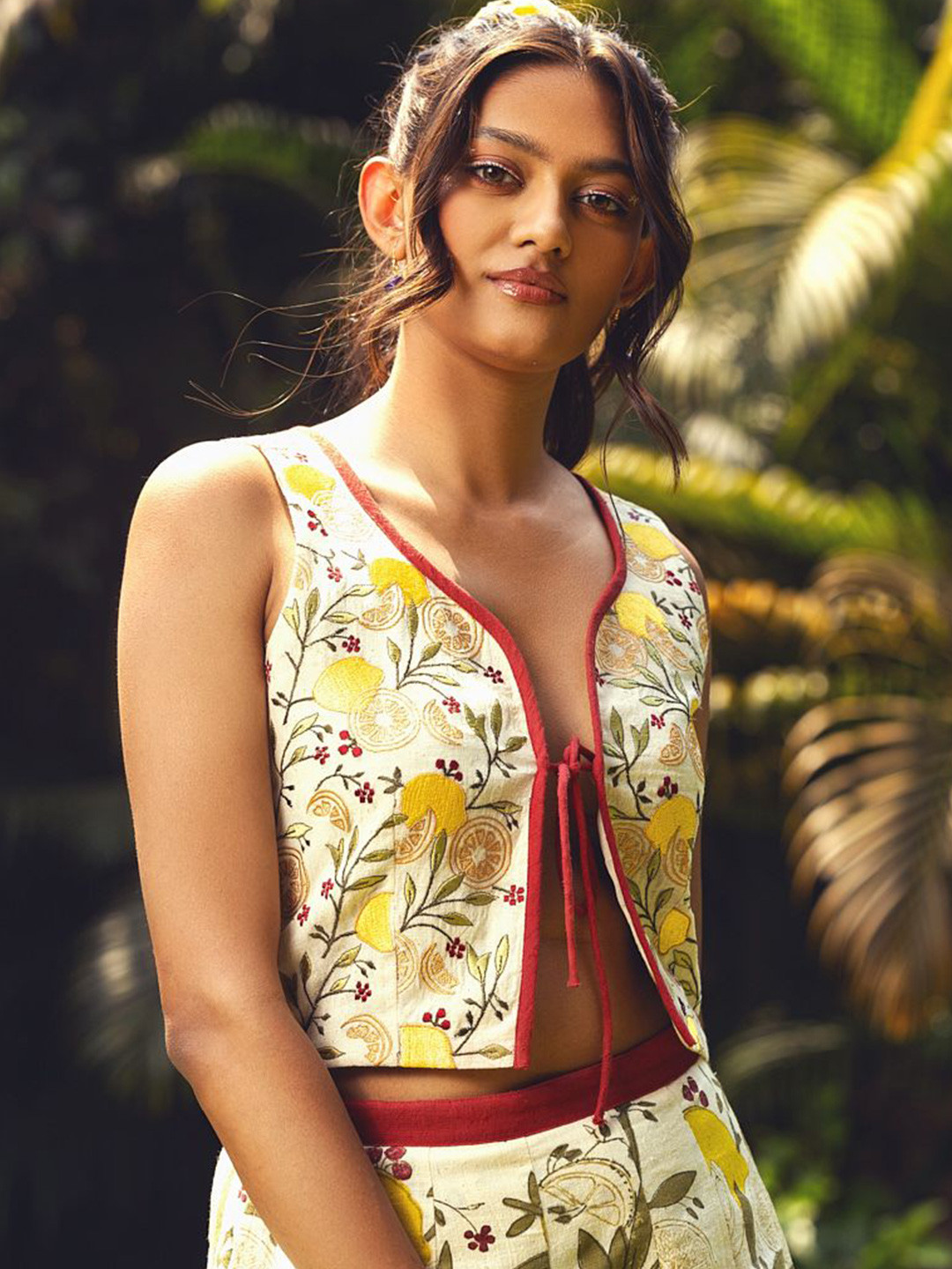 Akashi Clothing Tropical Embroidered Cotton Tank Top