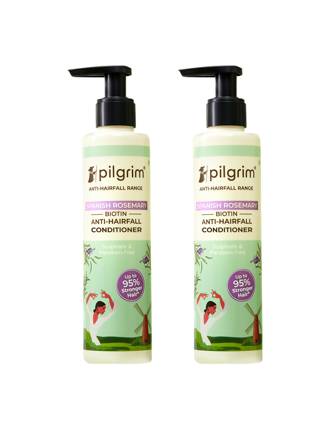 Pilgrim Set Of 2 Spanish Rosemary Biotin Anti-Hairfall Conditioner - 200 ml Each
