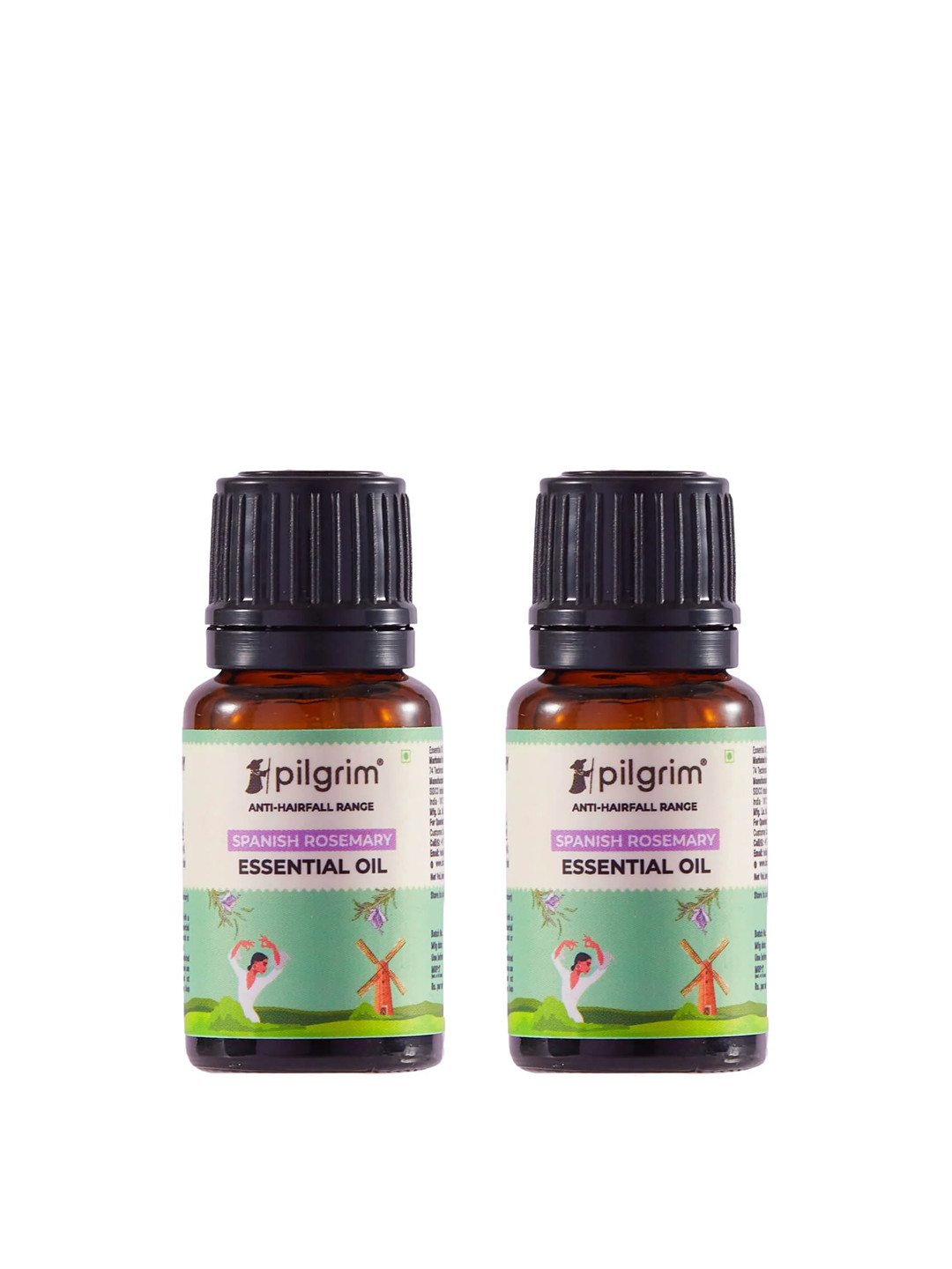 Pilgrim Set Of 2 Anti Hairfall Range Spanish Rosemary Essential Oil - 10ml Each