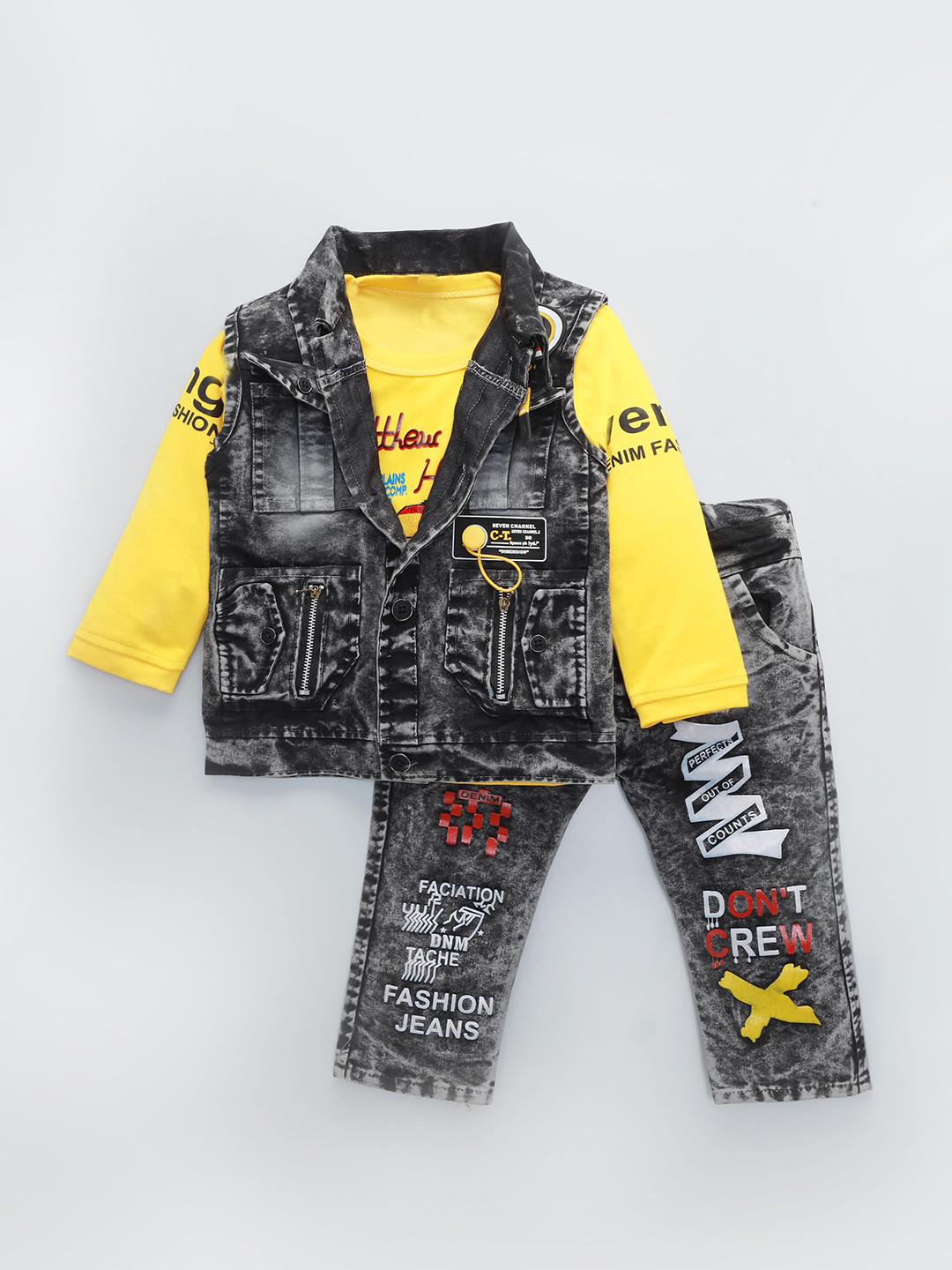 Usman Harooni Collection Boys Printed Shirt & Trousers With Jacket