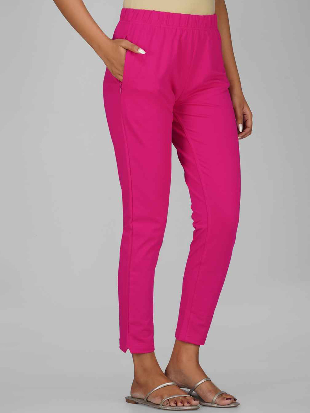 POSE CASUALS Women Relaxed High-Rise Wrinkle Free Pure Cotton Regular Trousers