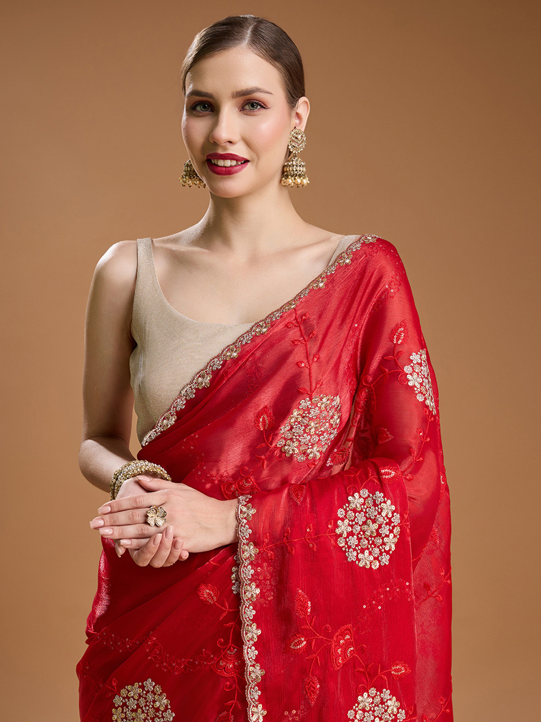 House of Pataudi Embellished Zari Art Silk Border Saree with Unstiched Blouse